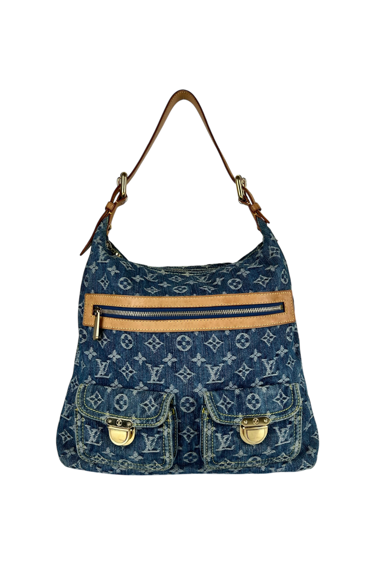 LOUIS VUITTON 2006 DENIM BAGGY MONOGRAM SHOULDER BAG