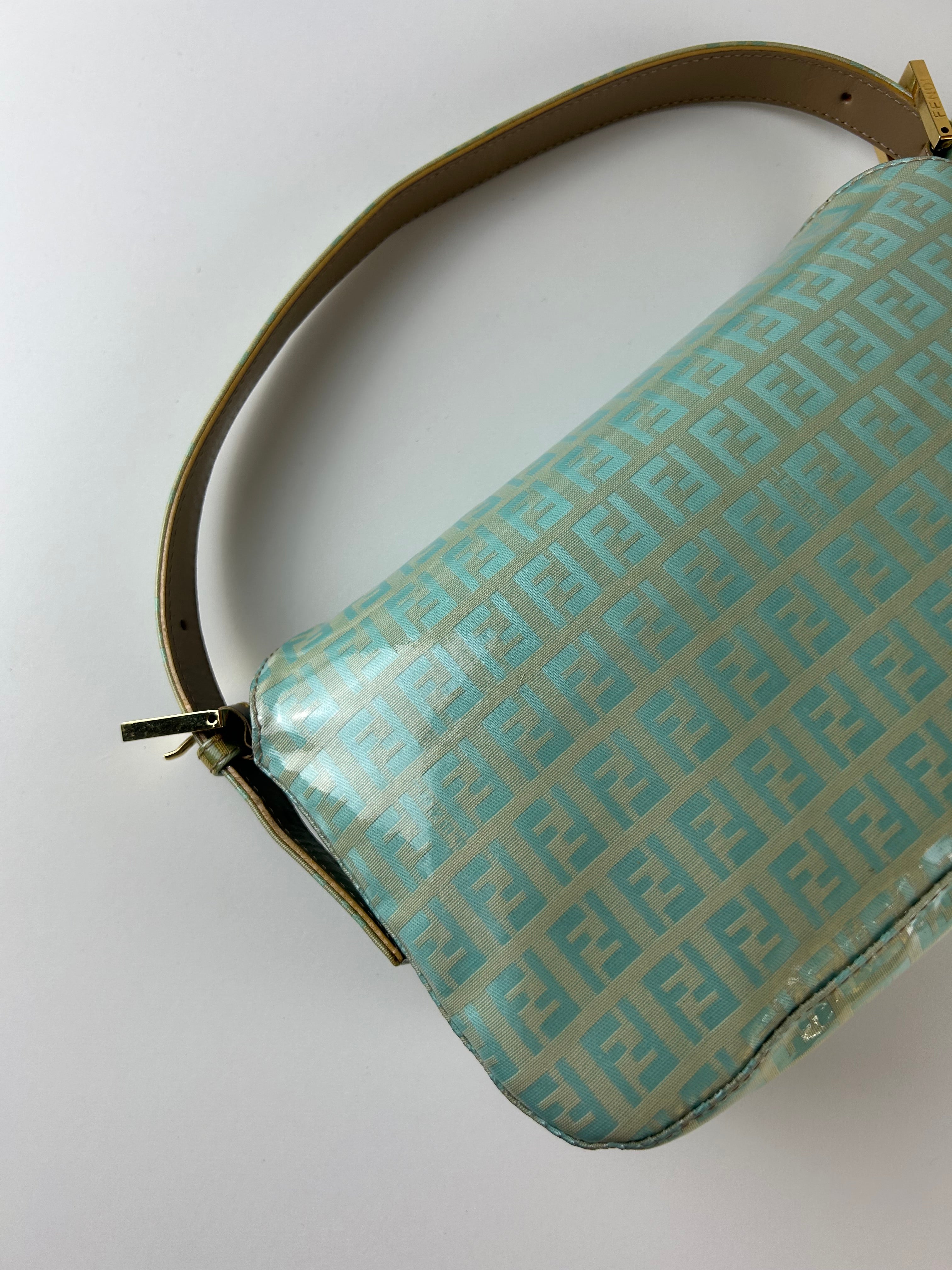 FENDI ZUCCA 1990’S MONOGRAM PATENT LEATHER CANVAS SHOULDER BAG