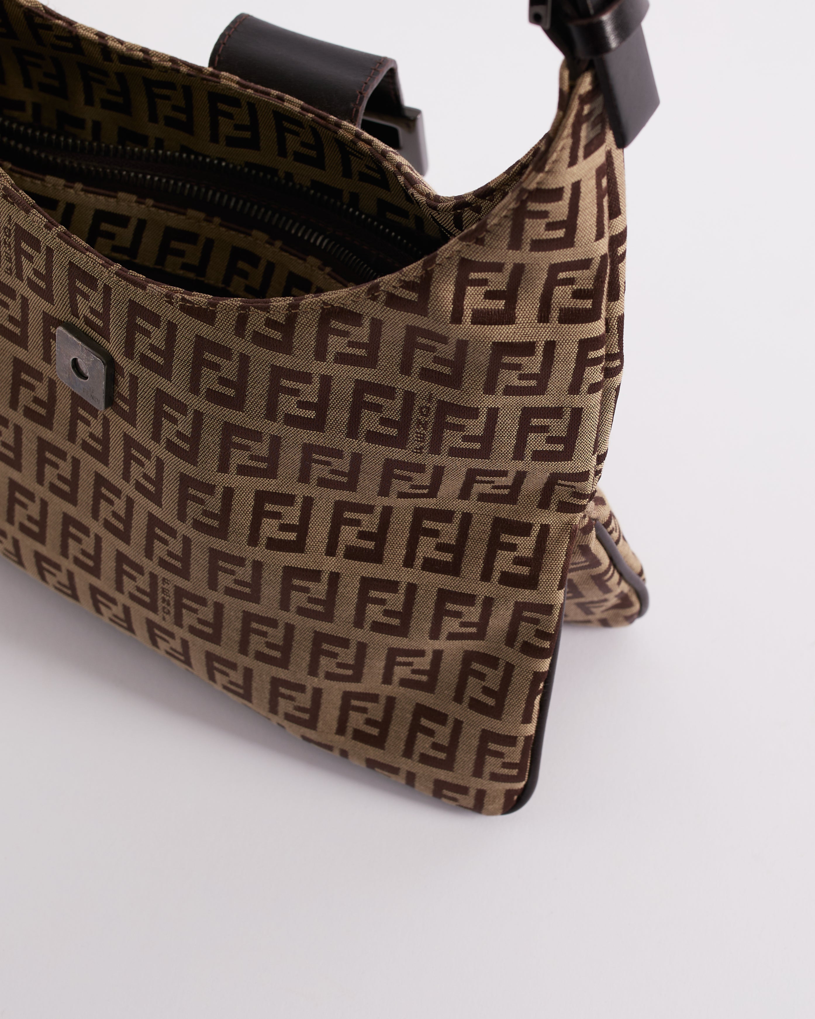 FENDI 1990’S ZUCCHINO CANVAS MONOGRAM SHOULDER BAG