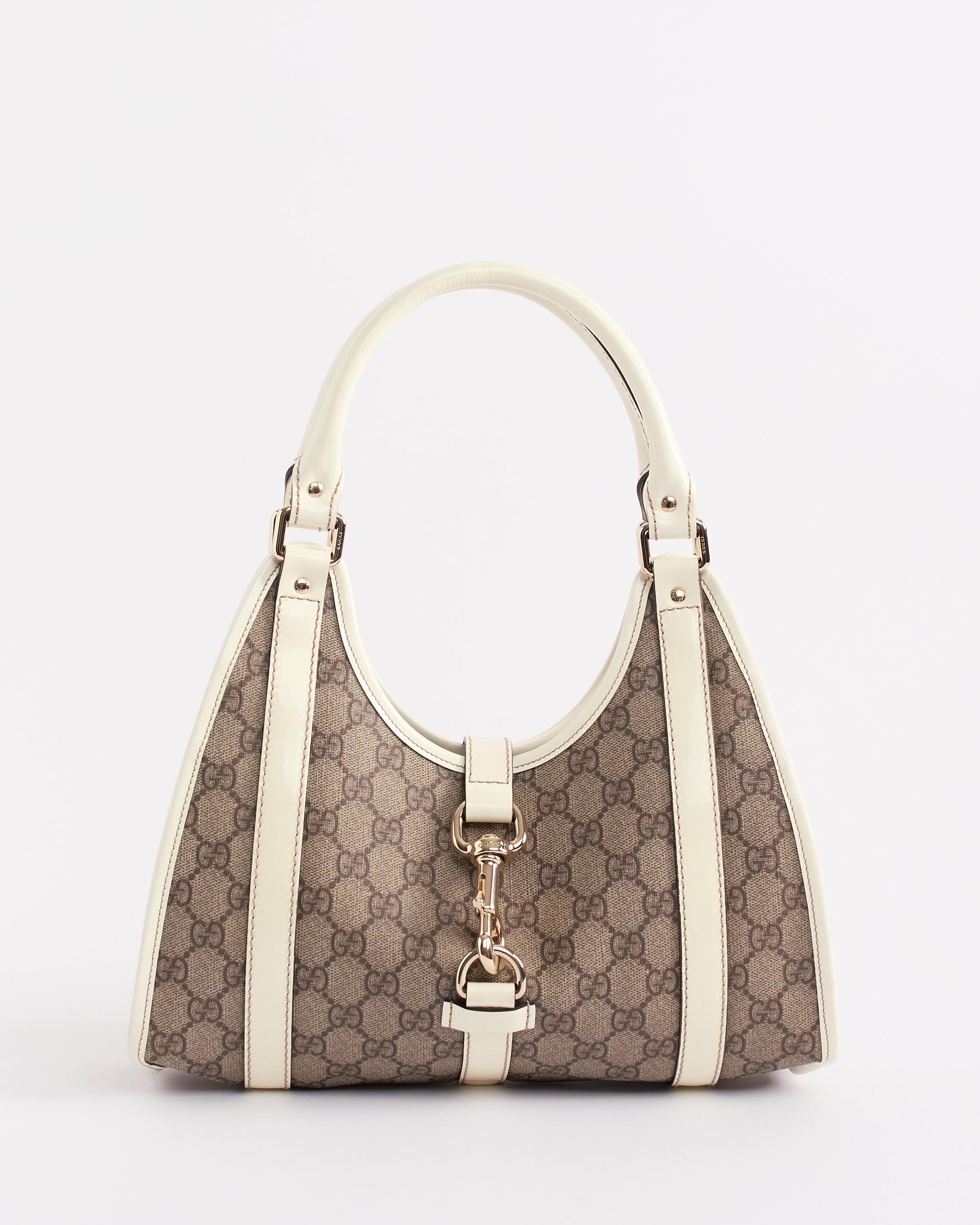GUCCI GG SUPREME JOY BARDOT LEATHER SHOULDER BAG