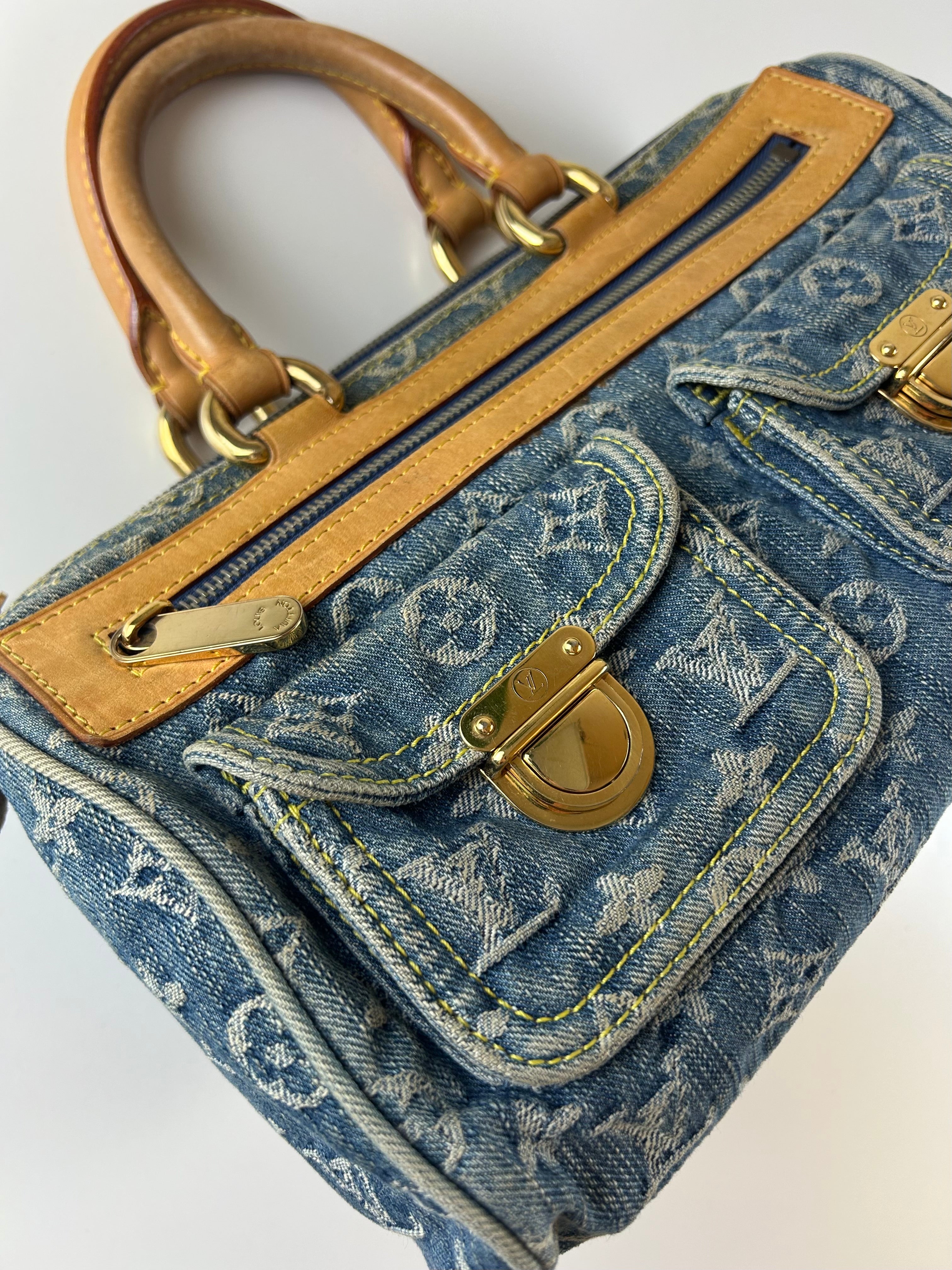 LOUIS VUITTON 2006 DENIM NEO SPEEDY 30 MONOGRAM SHOULDER BAG
