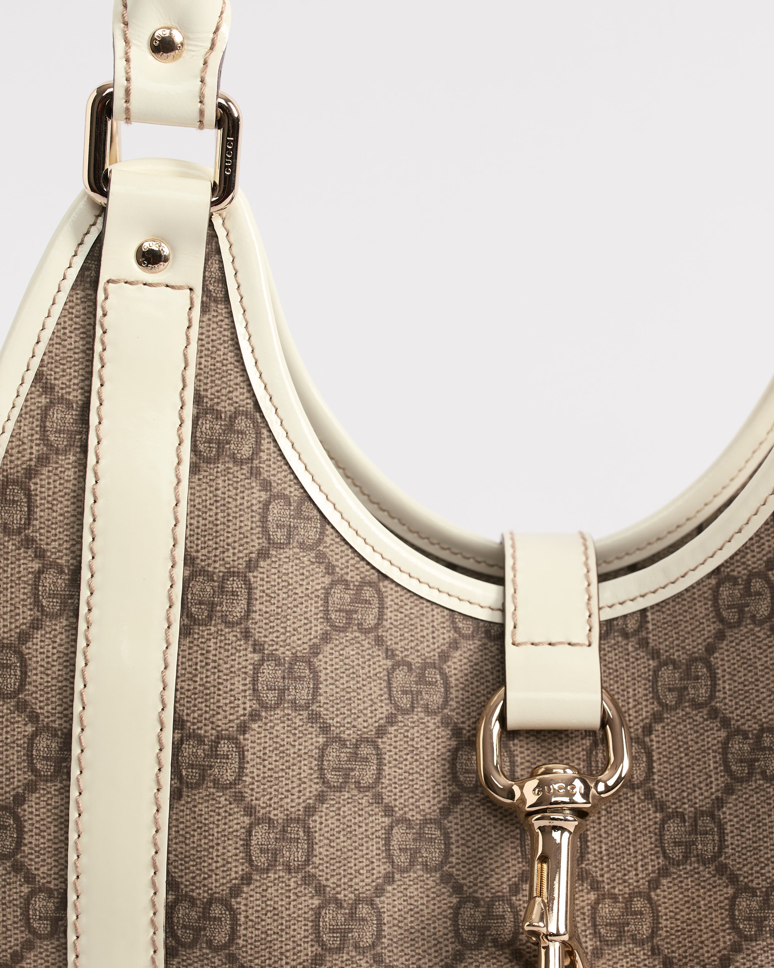 GUCCI GG SUPREME JOY BARDOT LEATHER SHOULDER BAG