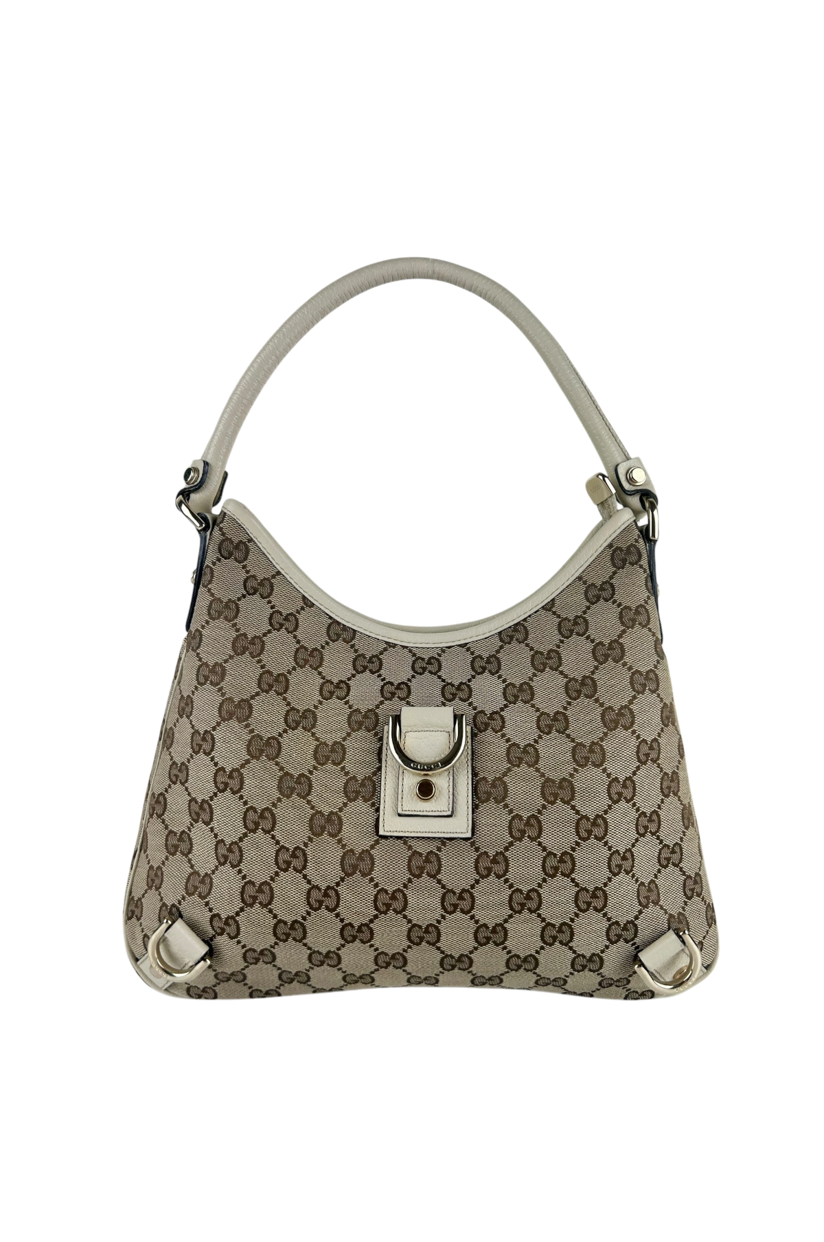 GUCCI ABBEY D-RING CANVAS AND LEATHER MONOGRAM BAG