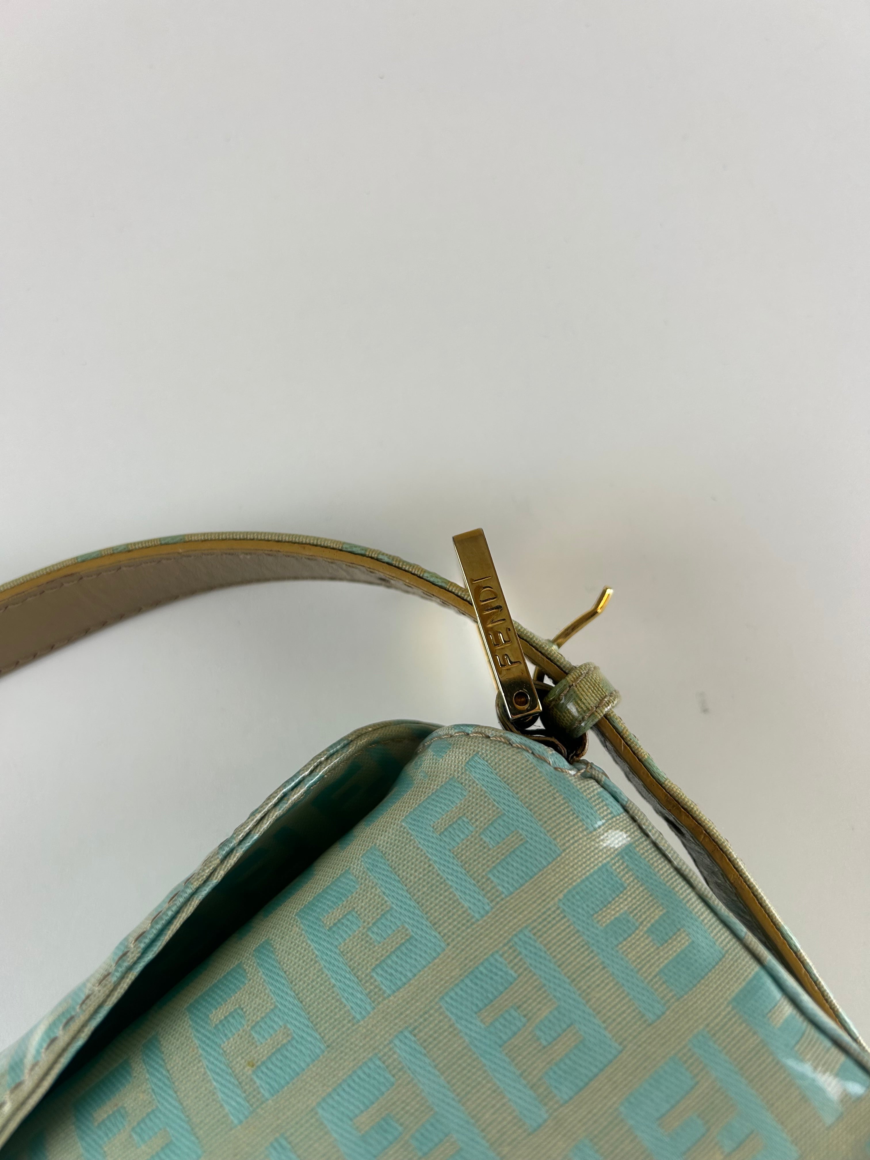 FENDI ZUCCA 1990’S MONOGRAM PATENT LEATHER CANVAS SHOULDER BAG