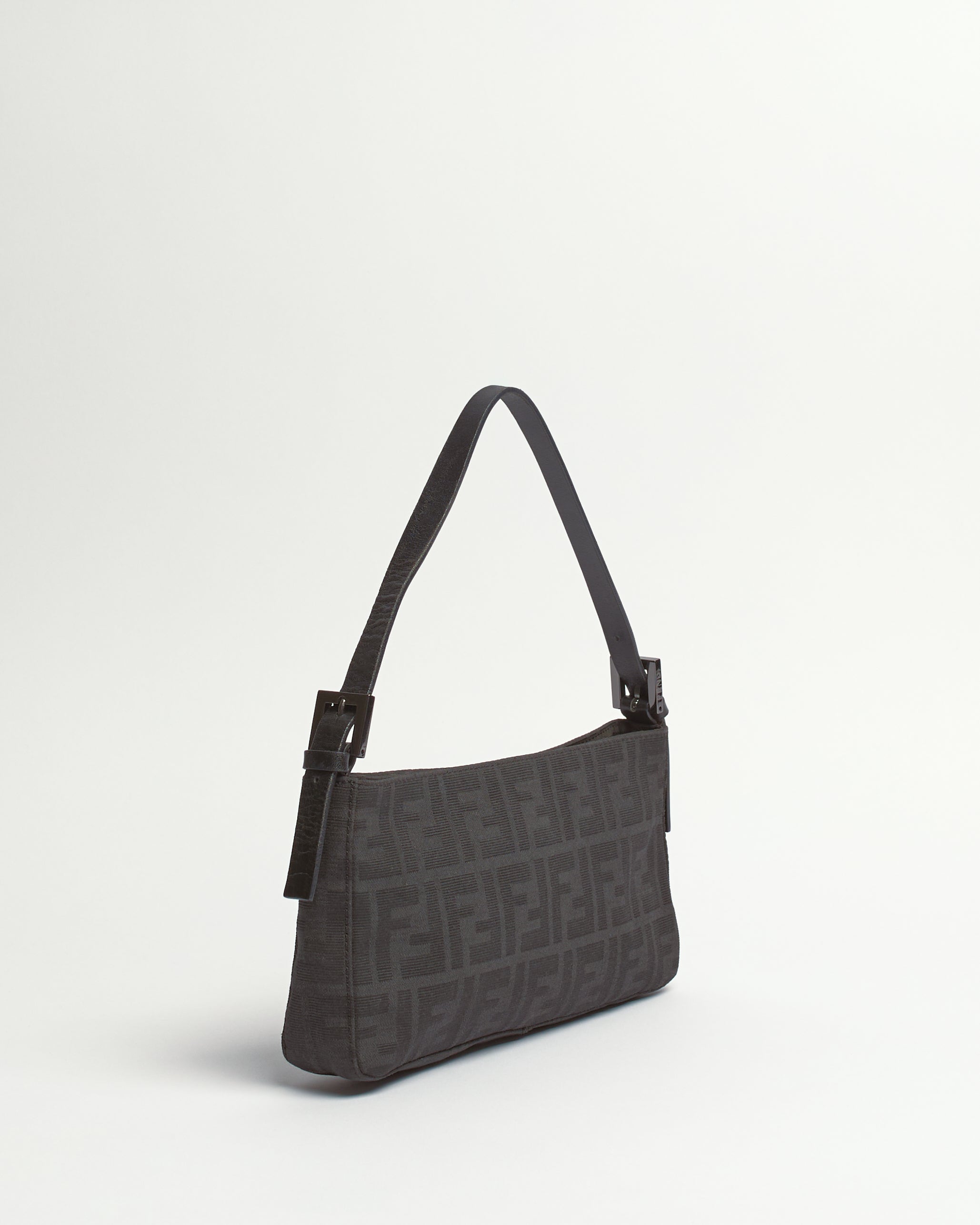 FENDI ZUCCA 1990'S BLACK BAGUETTE SHOULDER BAG
