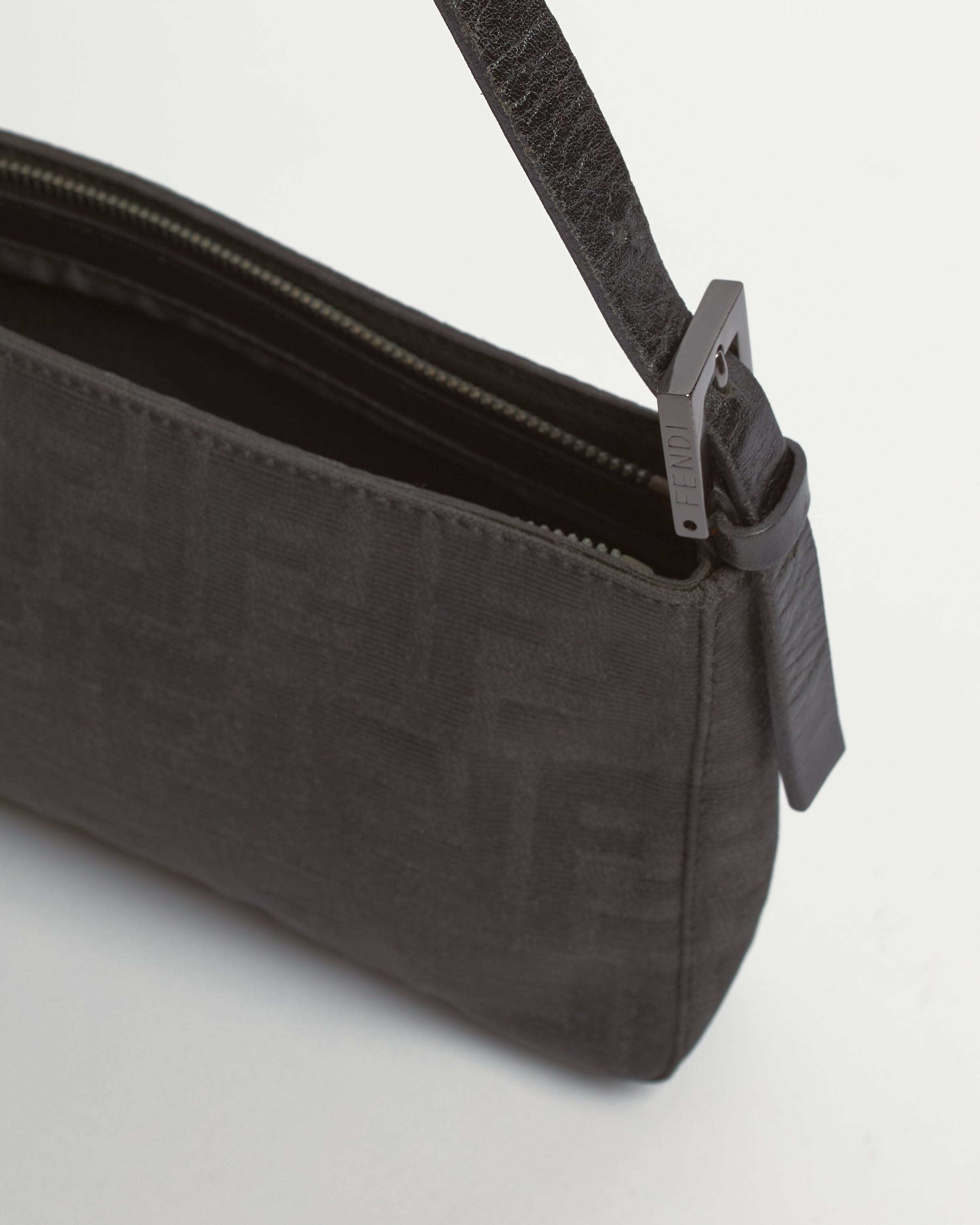 FENDI ZUCCA 1990'S BLACK BAGUETTE SHOULDER BAG