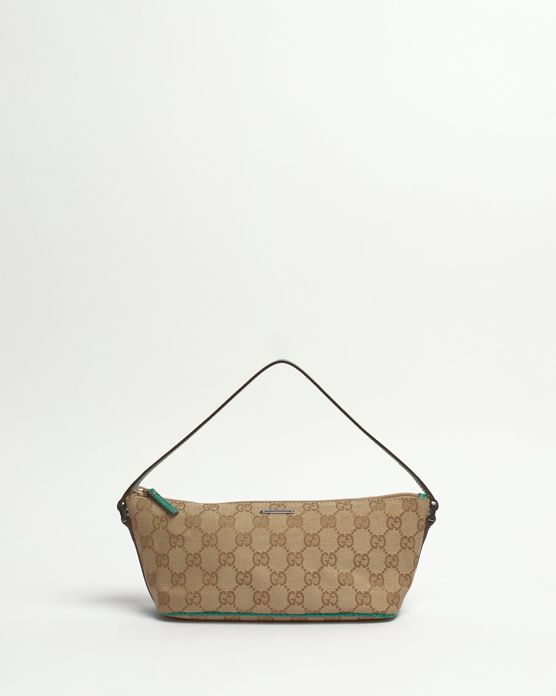 GUCCI 2000'S MONOGRAM TURQUOISE POCHETTE BAG