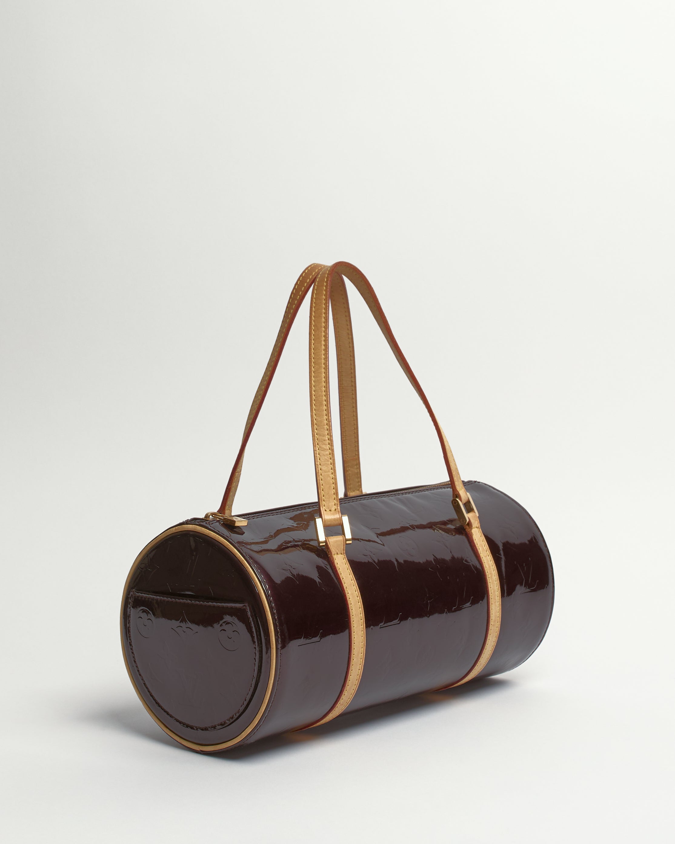 LOUIS VUITTON VERNIS AMARANTE PAPILLON 30 BARREL BAG
