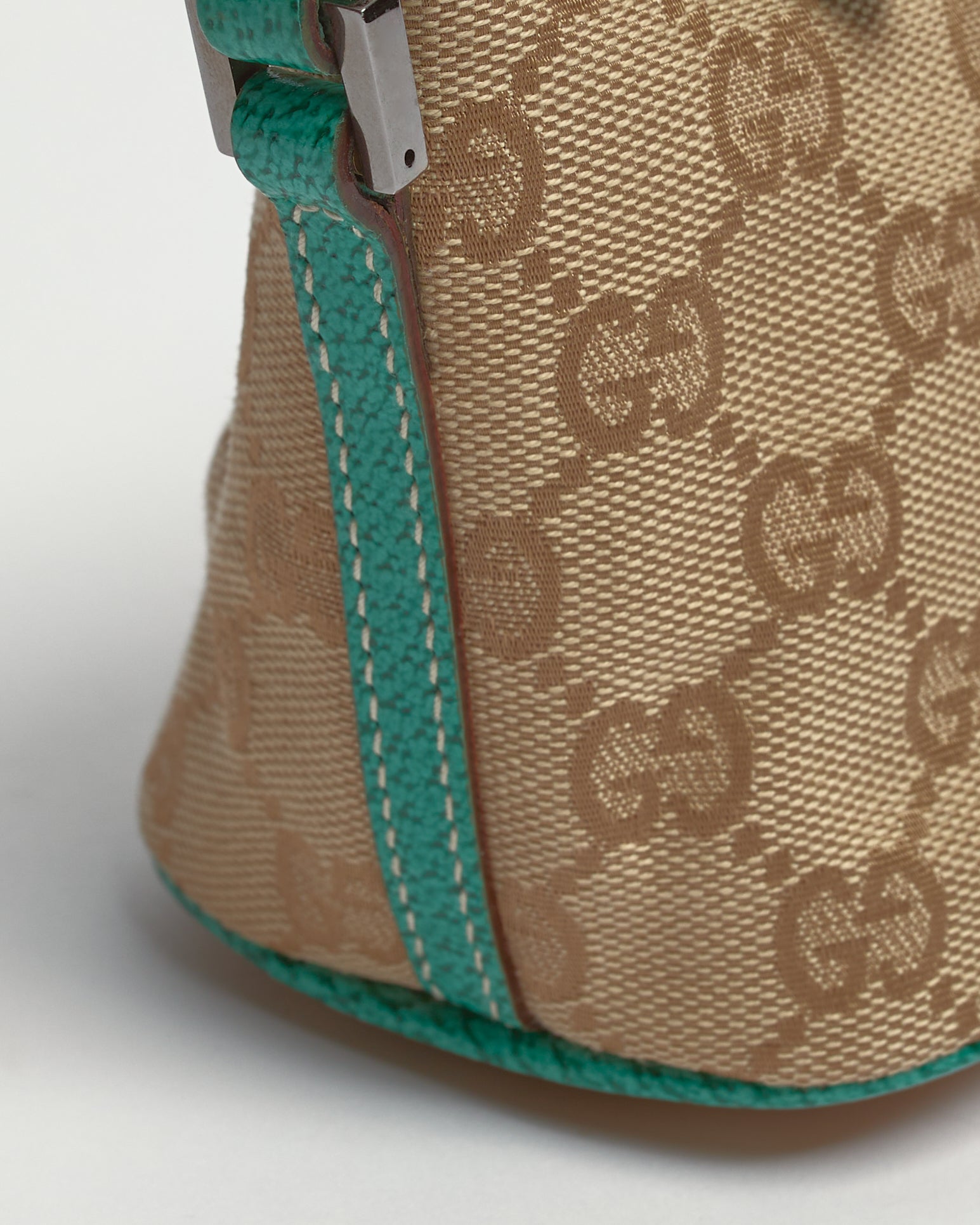 GUCCI 2000'S MONOGRAM TURQUOISE POCHETTE BAG