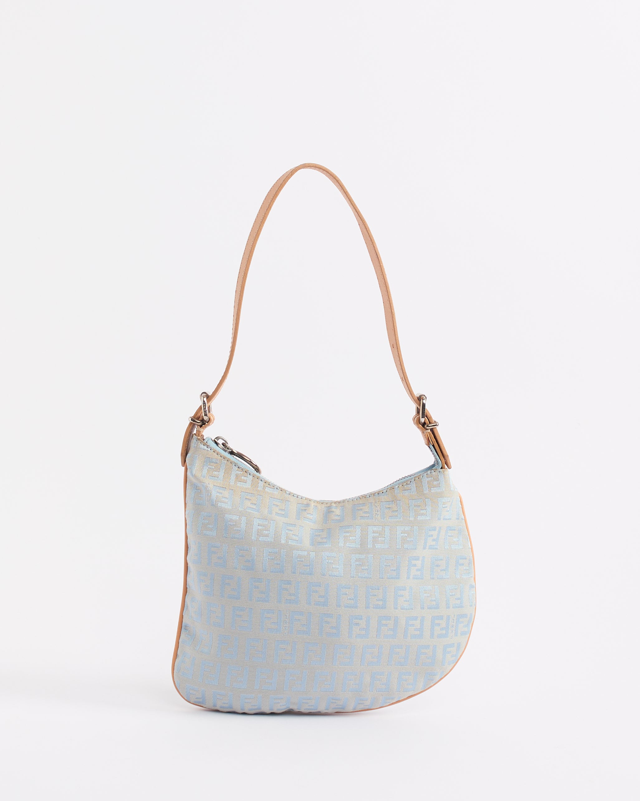 FENDI ZUCCHINO SATIN BLUE OYSTER SLING BAG