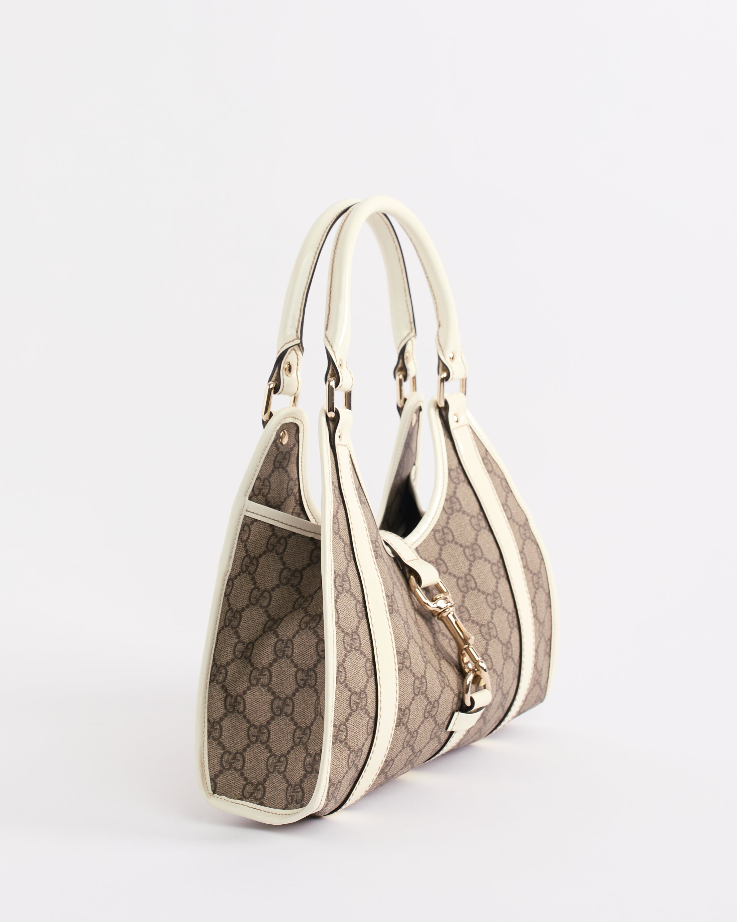 GUCCI GG SUPREME JOY BARDOT LEATHER SHOULDER BAG