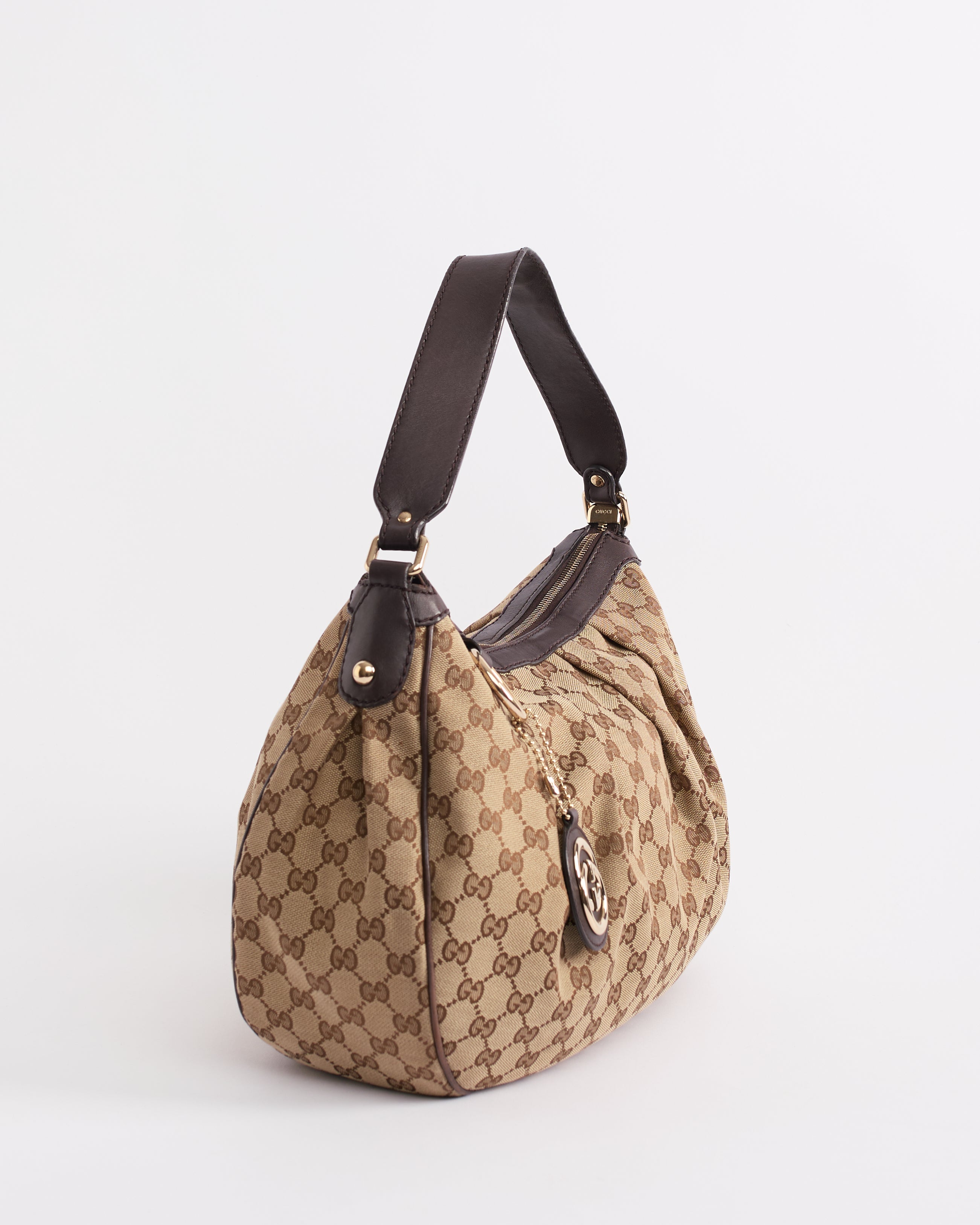 GUCCI 2000’S SUKEY CANVAS MONOGRAM SHOULDER BAG