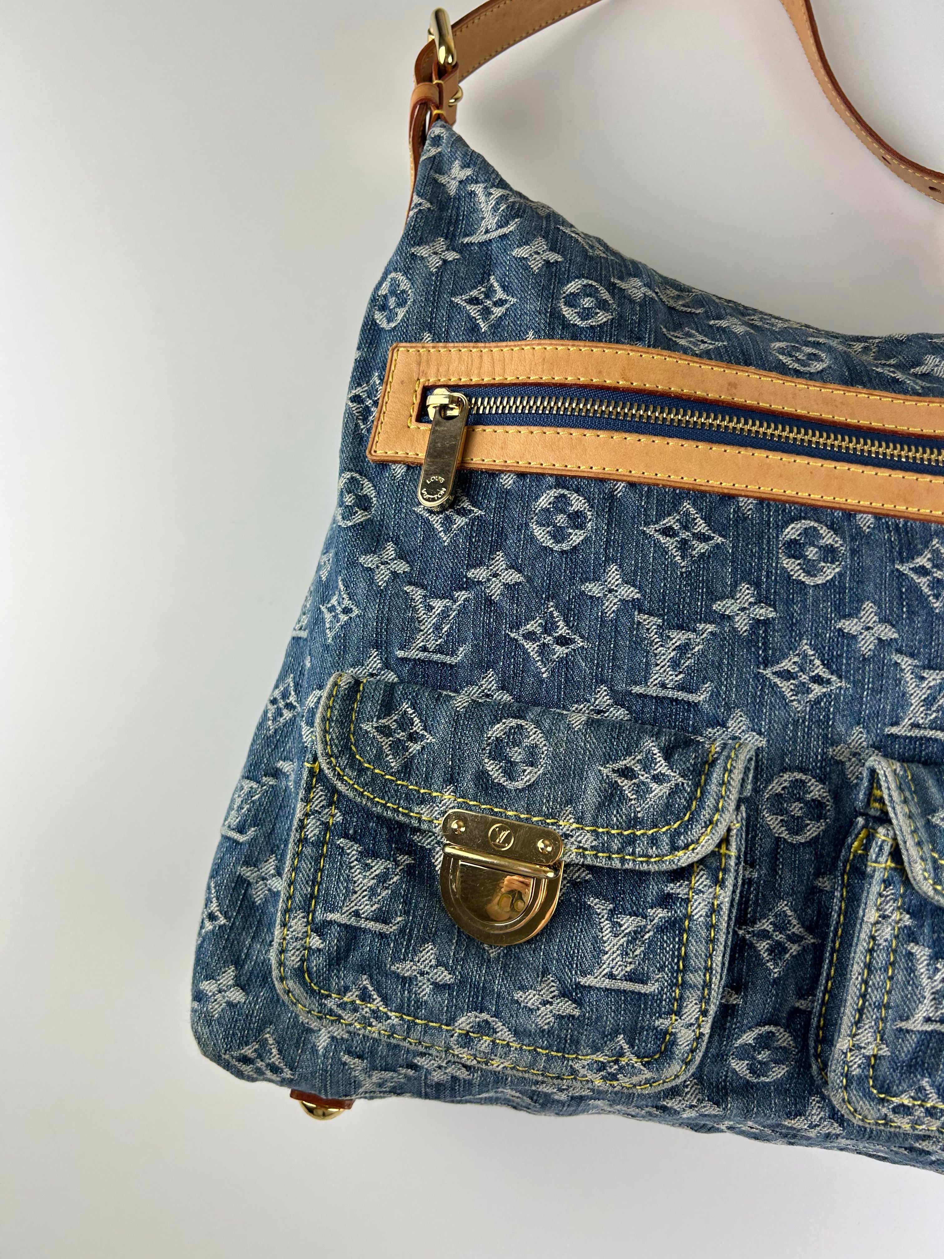 LOUIS VUITTON 2006 DENIM BAGGY MONOGRAM SHOULDER BAG
