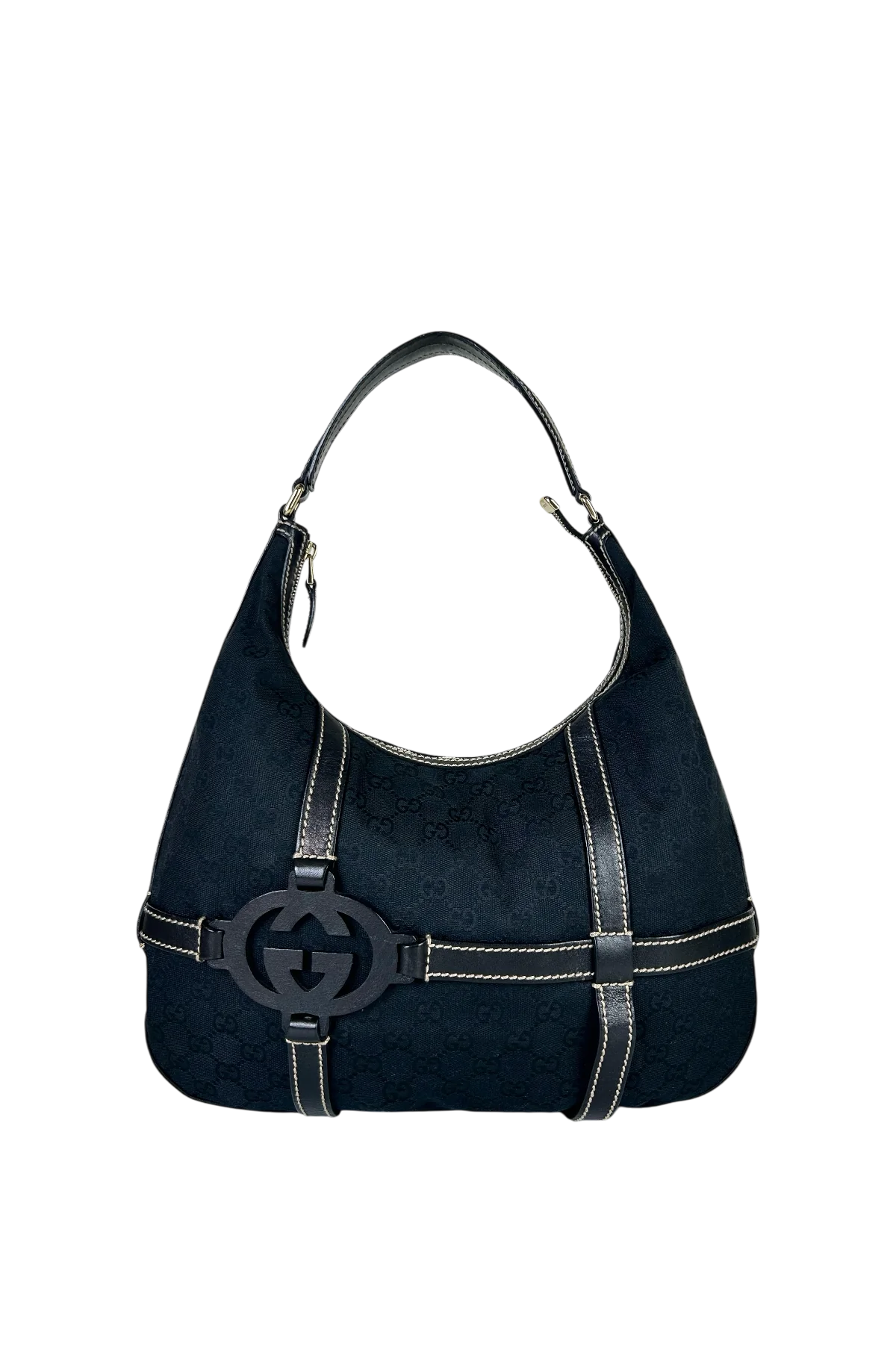 GUCCI GG CHIEF HOBO CANVAS CONTRAST STITCHED BAG