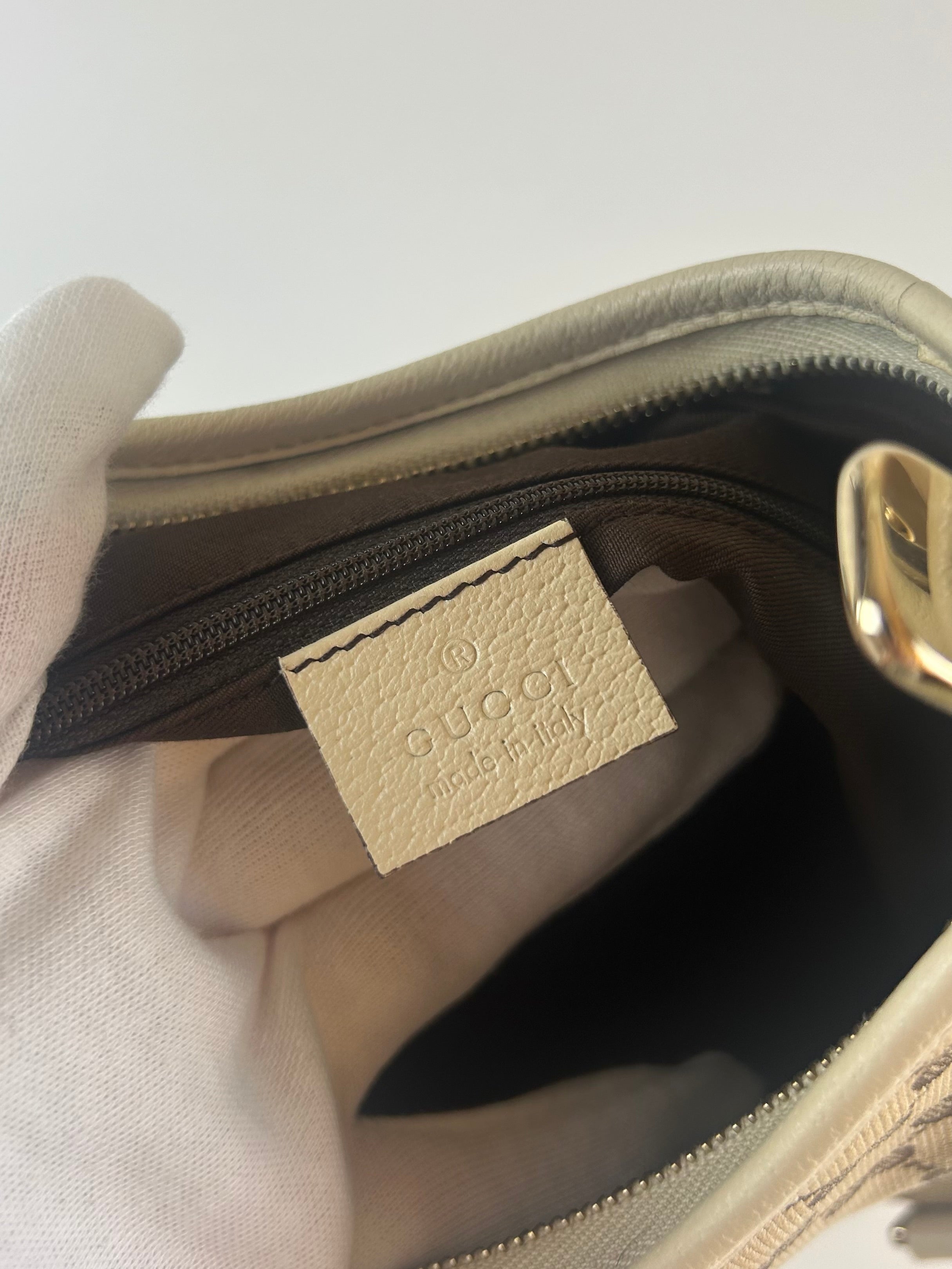 GUCCI ABBEY D-RING CANVAS AND LEATHER MONOGRAM BAG