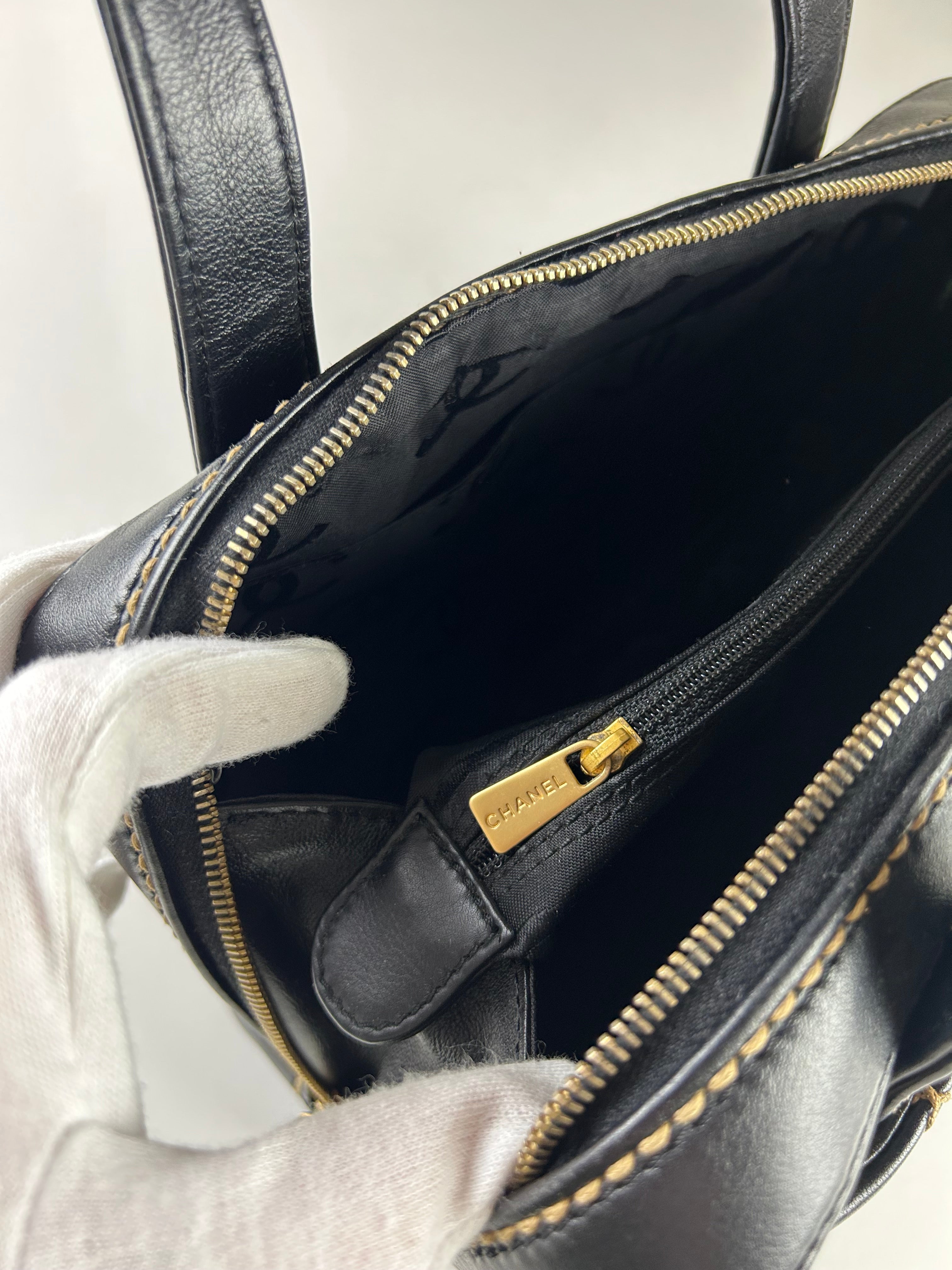 CHANEL 2003 WILD STITCH TOP HANDLE LEATHER BAG