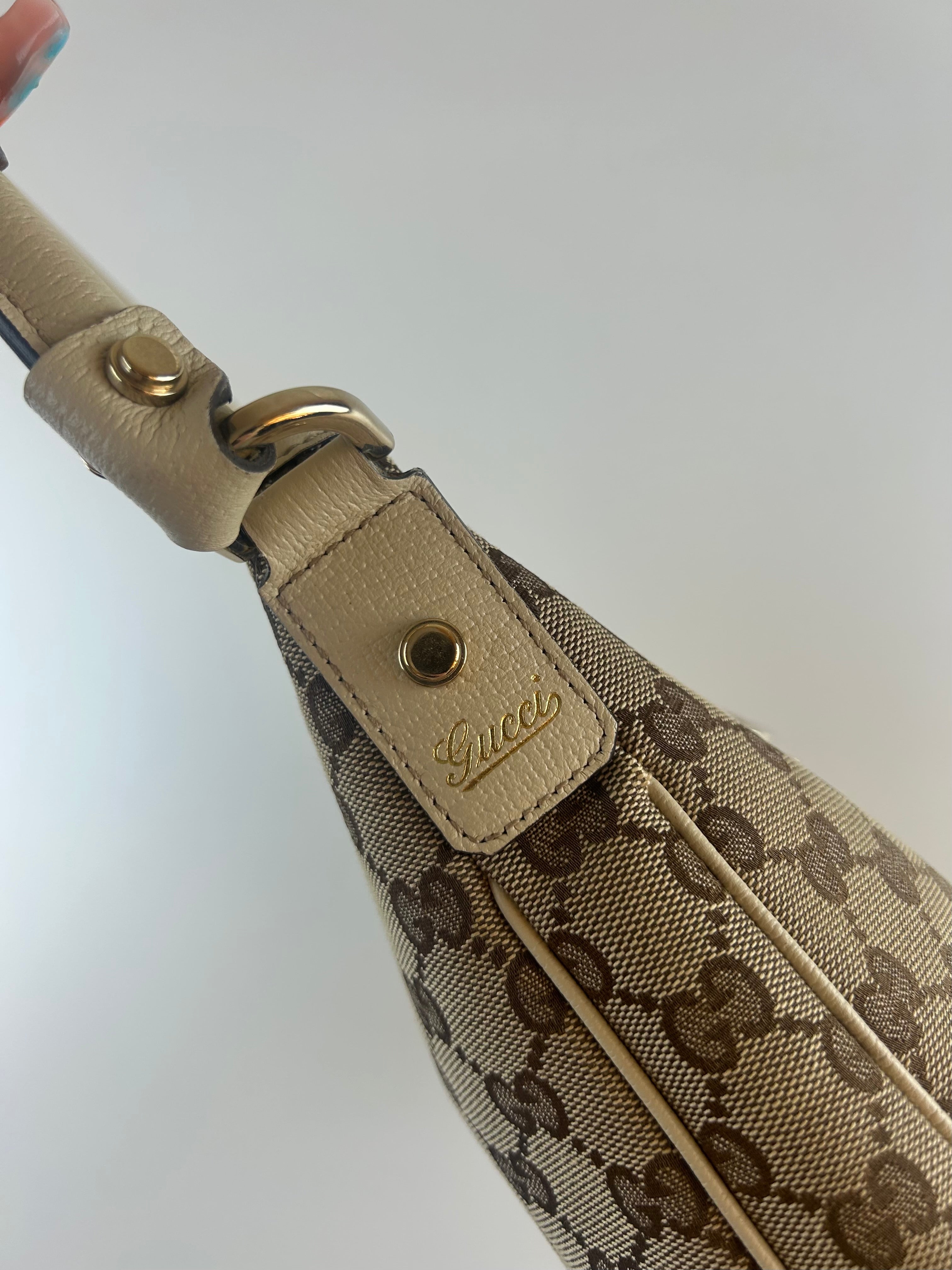 GUCCI ABBEY D-RING CANVAS AND LEATHER MONOGRAM BAG