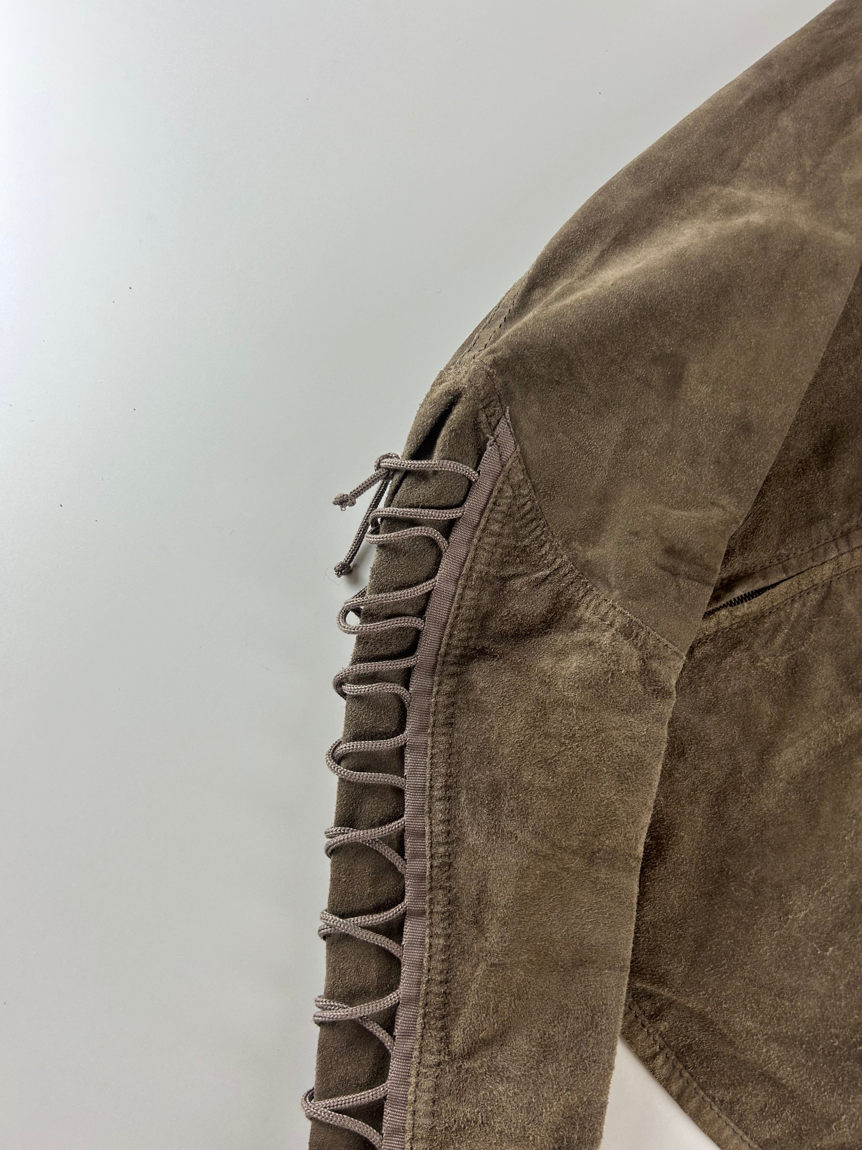 PRADA SPORT 2000'S SUEDE LACE UP BIKER JACKET [S]