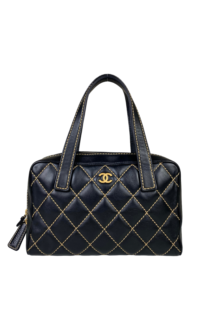 CHANEL 2003 WILD STITCH TOP HANDLE LEATHER BAG