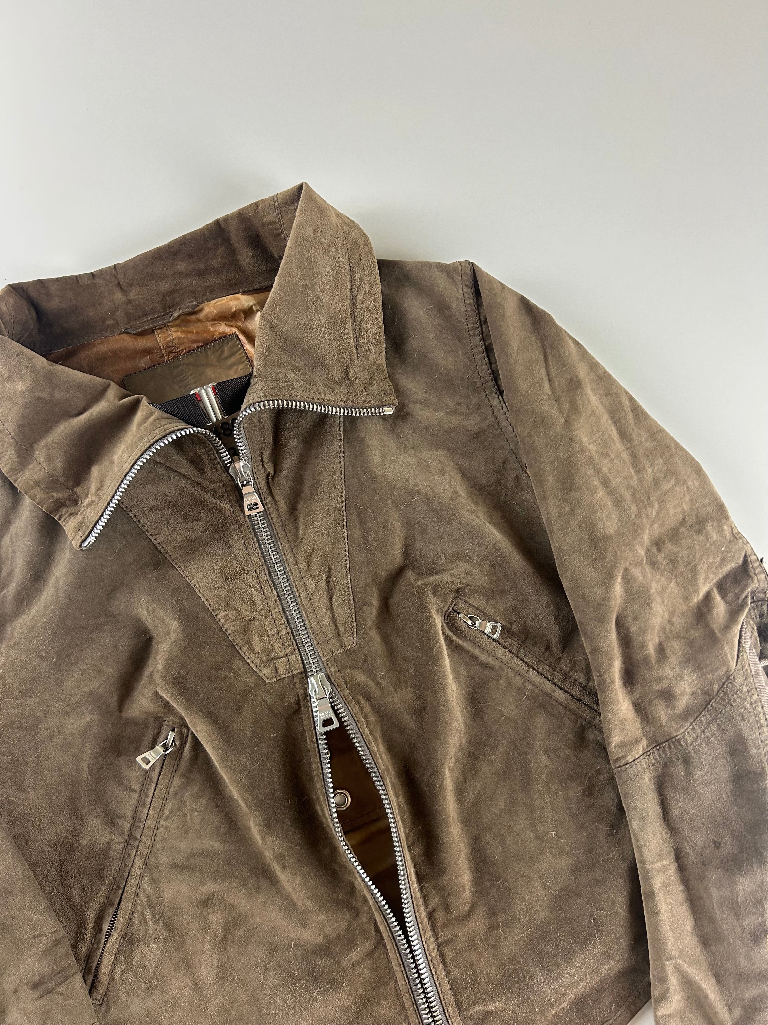 PRADA SPORT 2000'S SUEDE LACE UP BIKER JACKET [S]