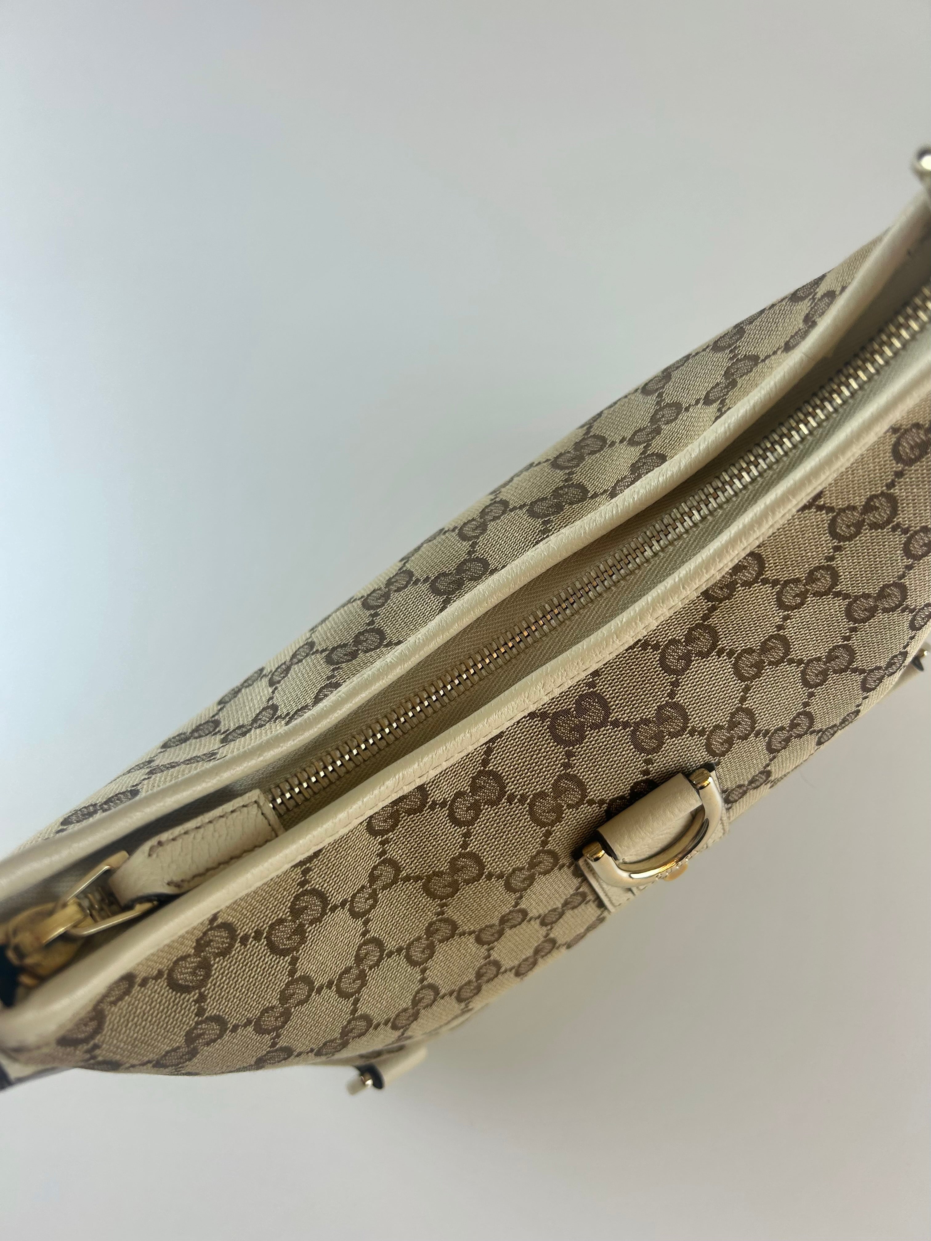 GUCCI ABBEY D-RING CANVAS AND LEATHER MONOGRAM BAG