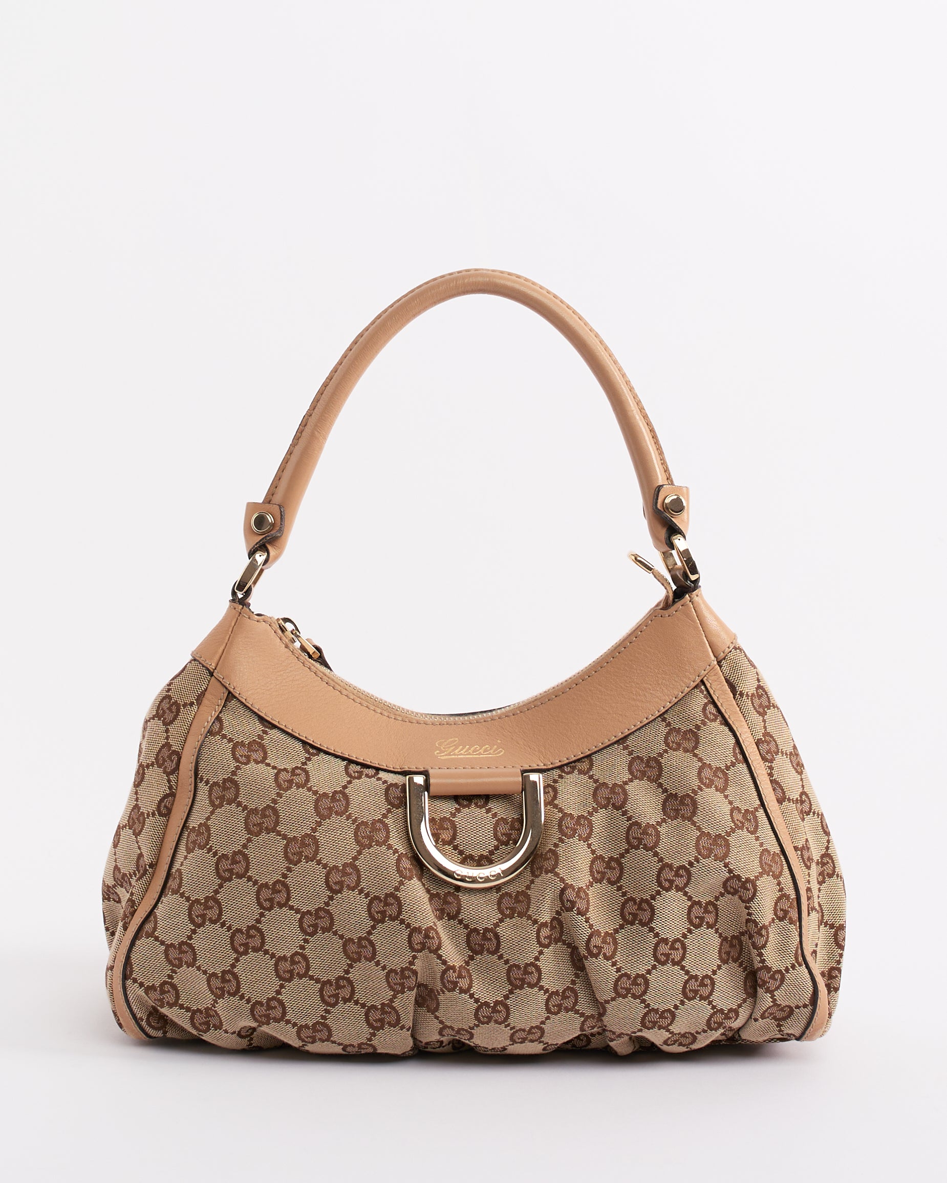 GUCCI 2004 ABBEY D-RING TAUPE SHOULDER BAG