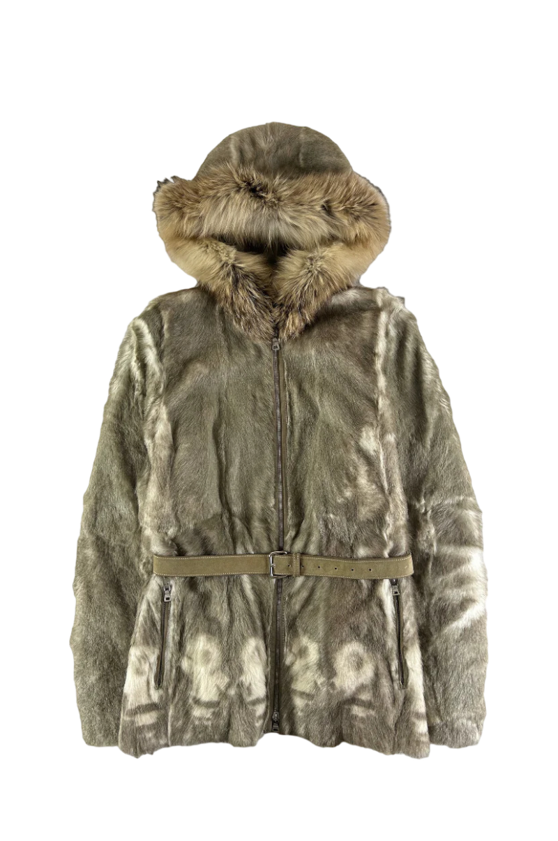 PRADA SPORT 2000'S ESKIMO BELTED FUR JACKET [S]