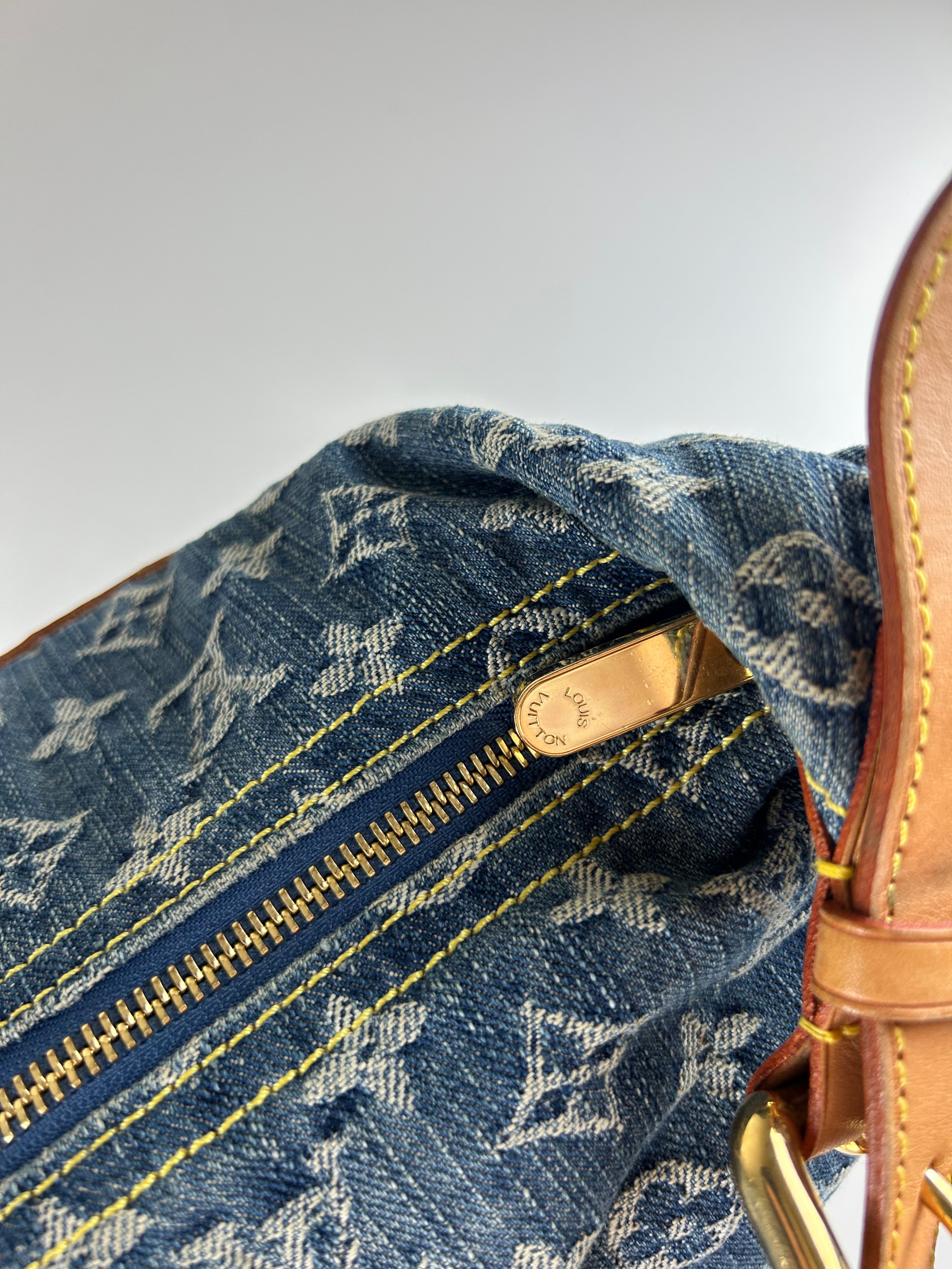 LOUIS VUITTON 2006 DENIM BAGGY MONOGRAM SHOULDER BAG
