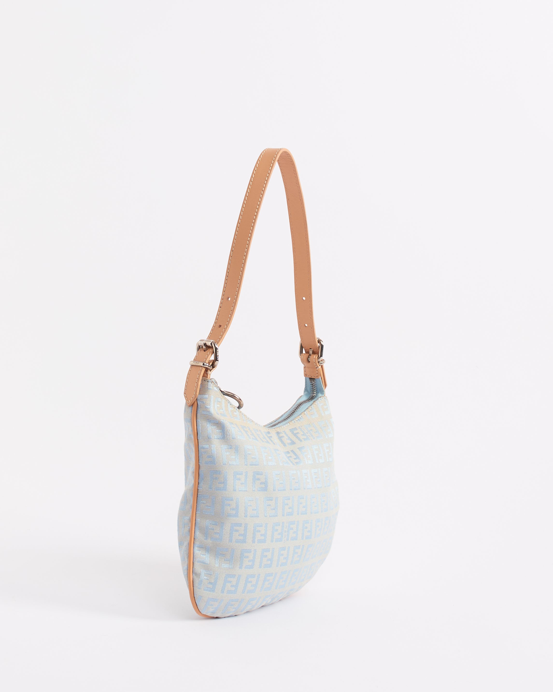 FENDI ZUCCHINO SATIN BLUE OYSTER SLING BAG