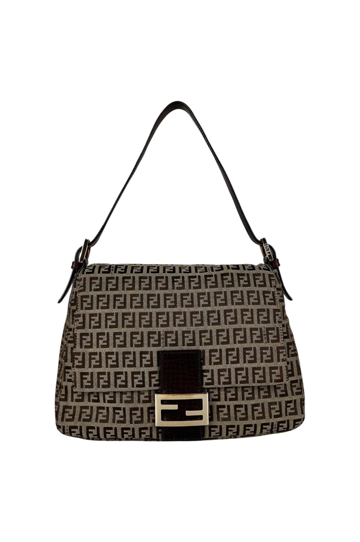 FENDI FENDISSIME BROWN MAMMA BAGUETTE SHOULDER BAG