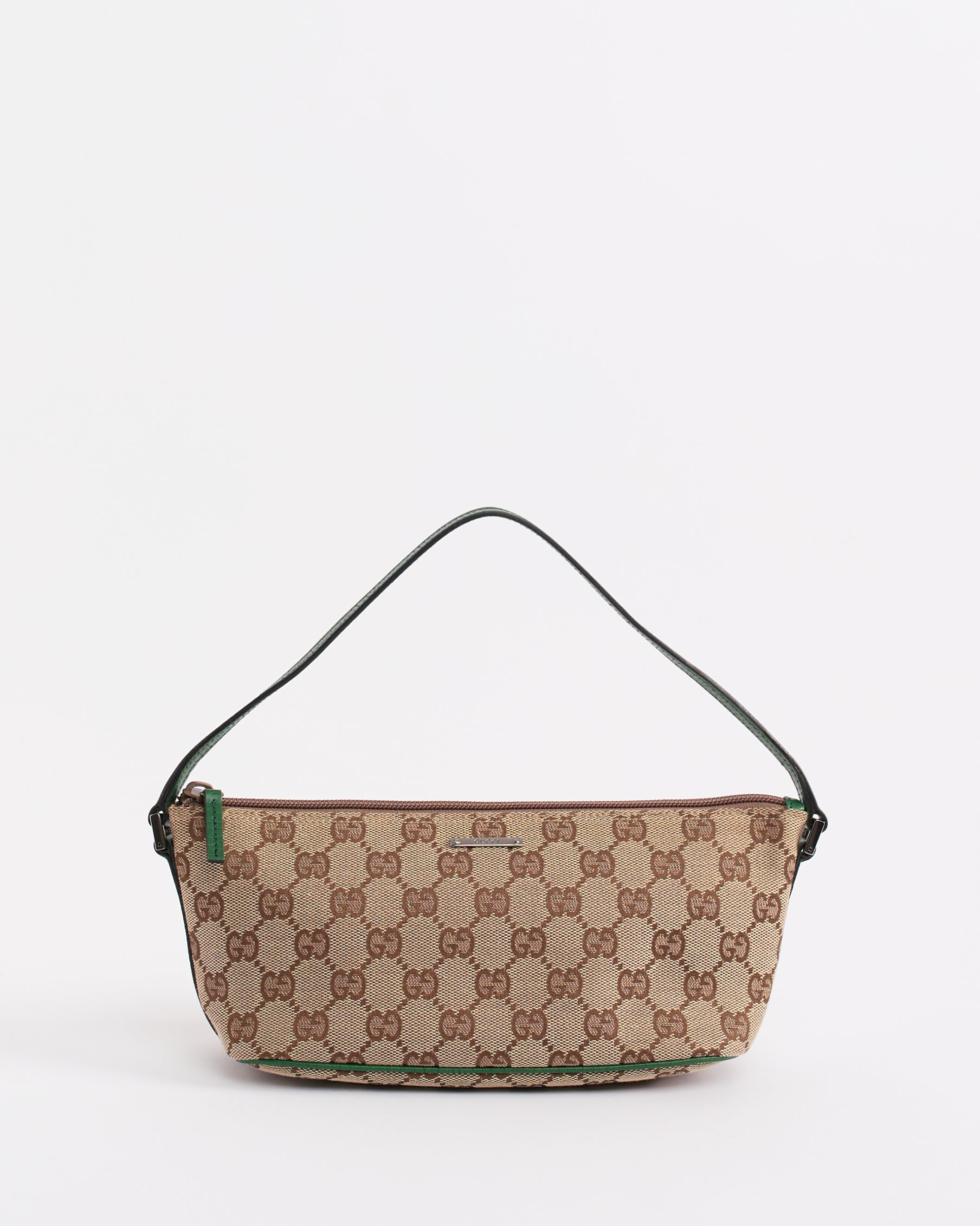 GUCCI 2000'S MONOGRAM GREEN POCHETTE BAG