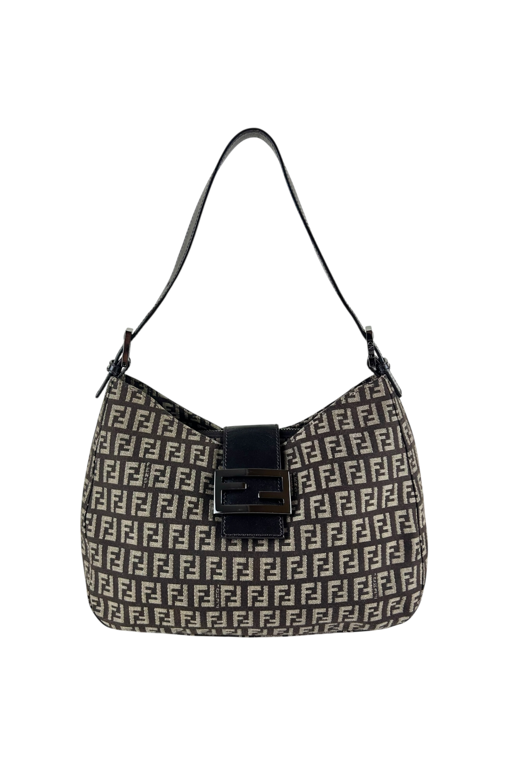 FENDI 2000'S ZUCCHINO CANVAS BAGUETTE SHOULDER BAG