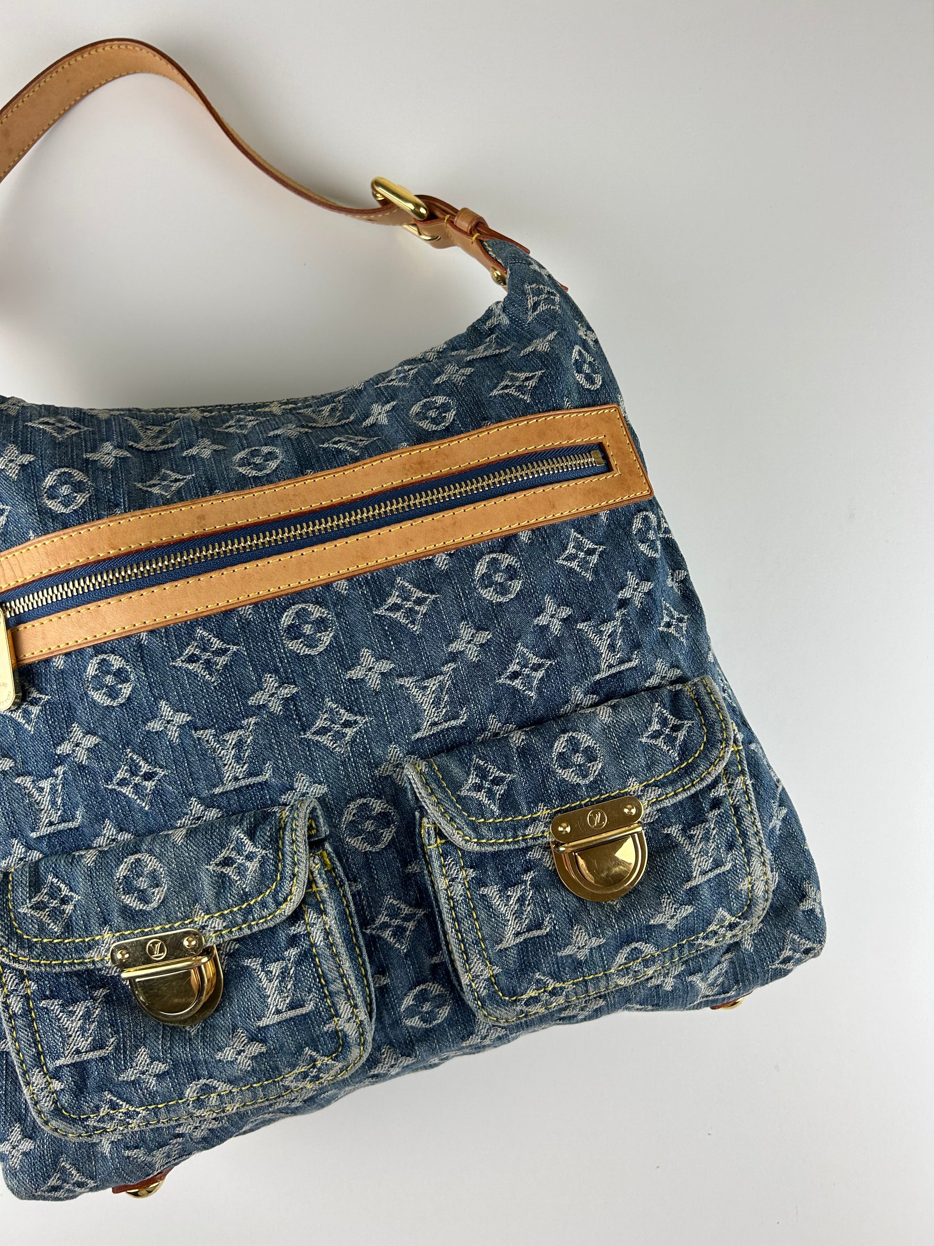 LOUIS VUITTON 2006 DENIM BAGGY MONOGRAM SHOULDER BAG