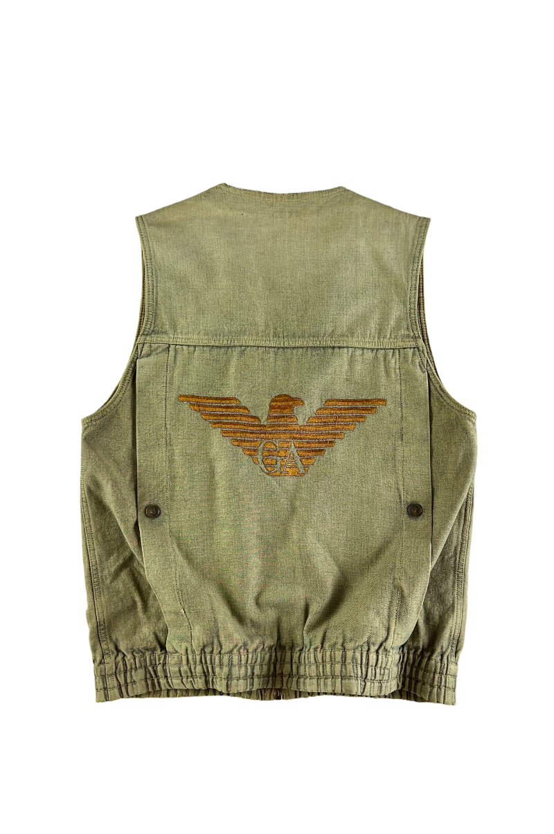 GIORGIO ARMANI 1980'S BACK LOGO VEST [M]