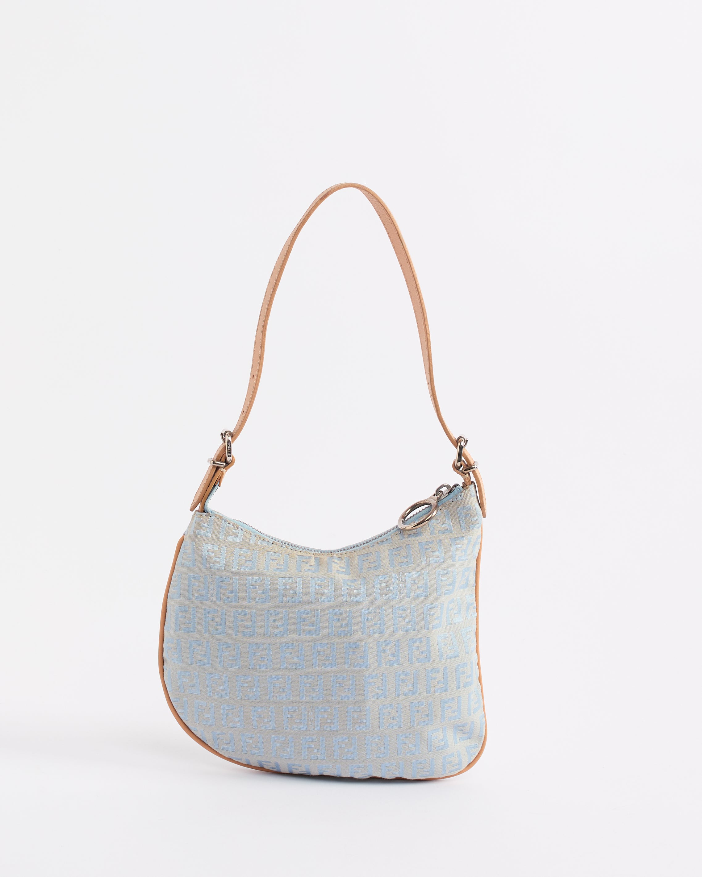 FENDI ZUCCHINO SATIN BLUE OYSTER SLING BAG