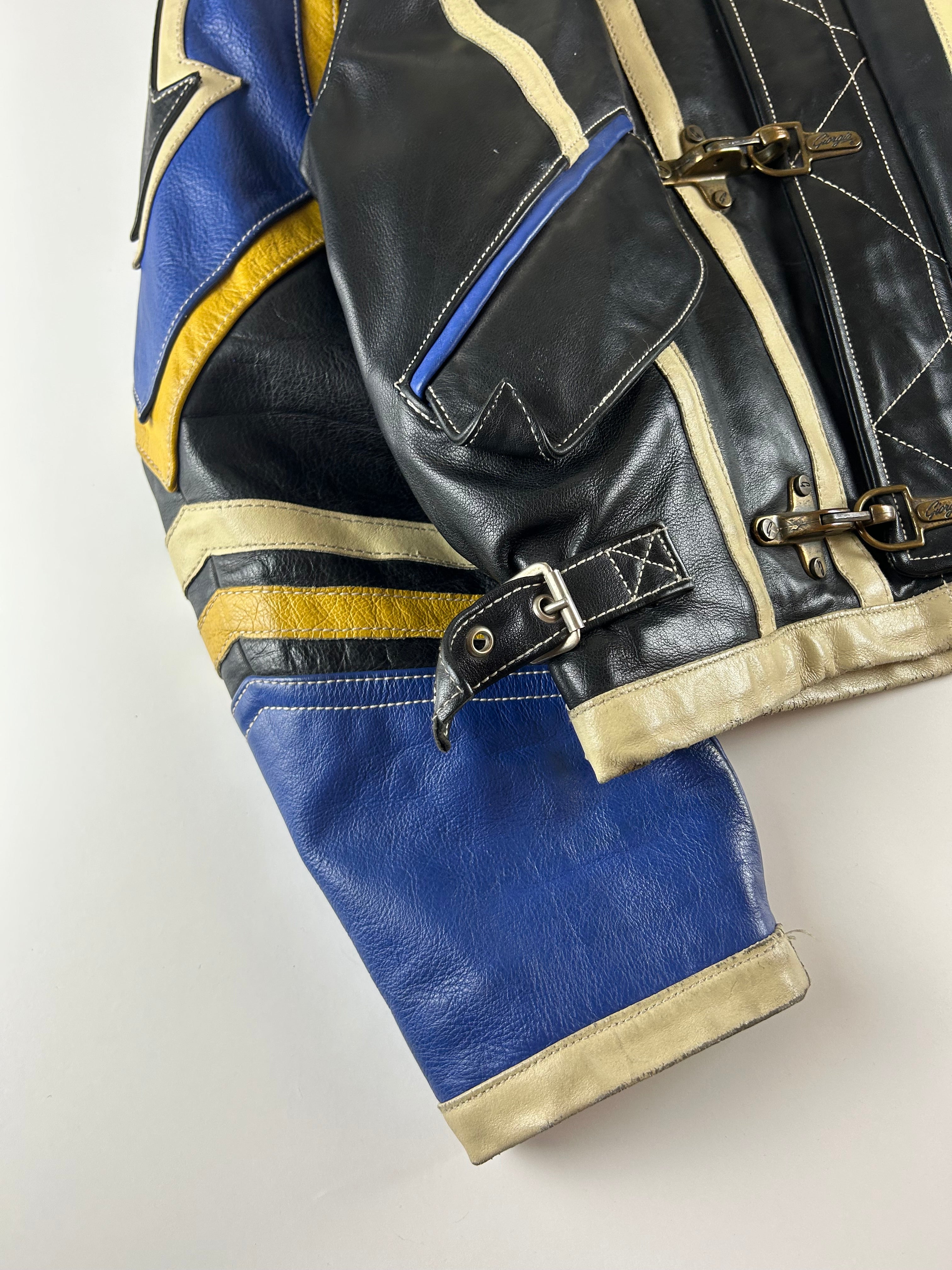 GIORGIO’S 1990'S CONVERTIBLE CLASP DETAIL LEATHER BIKER JACKET [M]