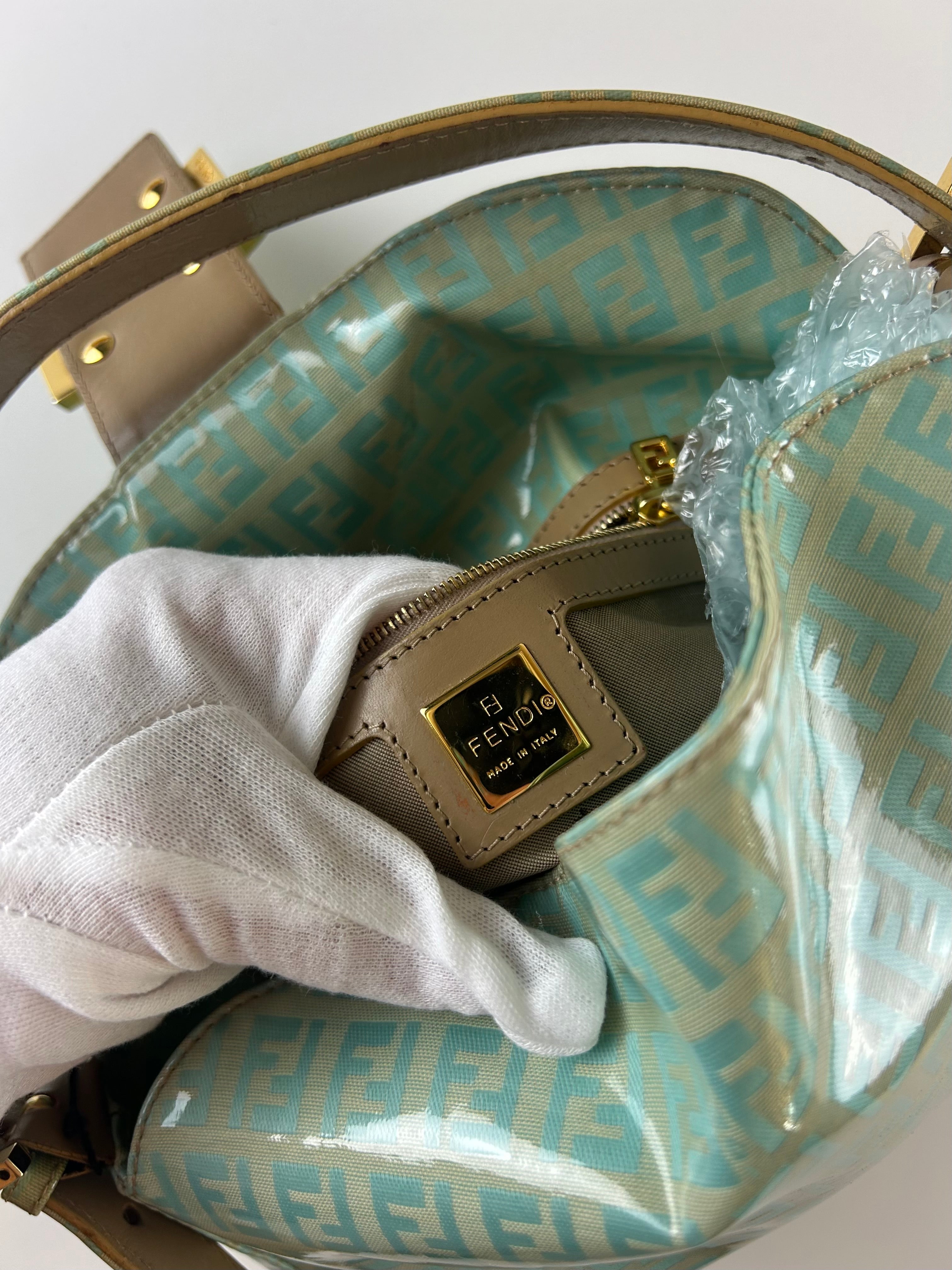 FENDI ZUCCA 1990’S MONOGRAM PATENT LEATHER CANVAS SHOULDER BAG