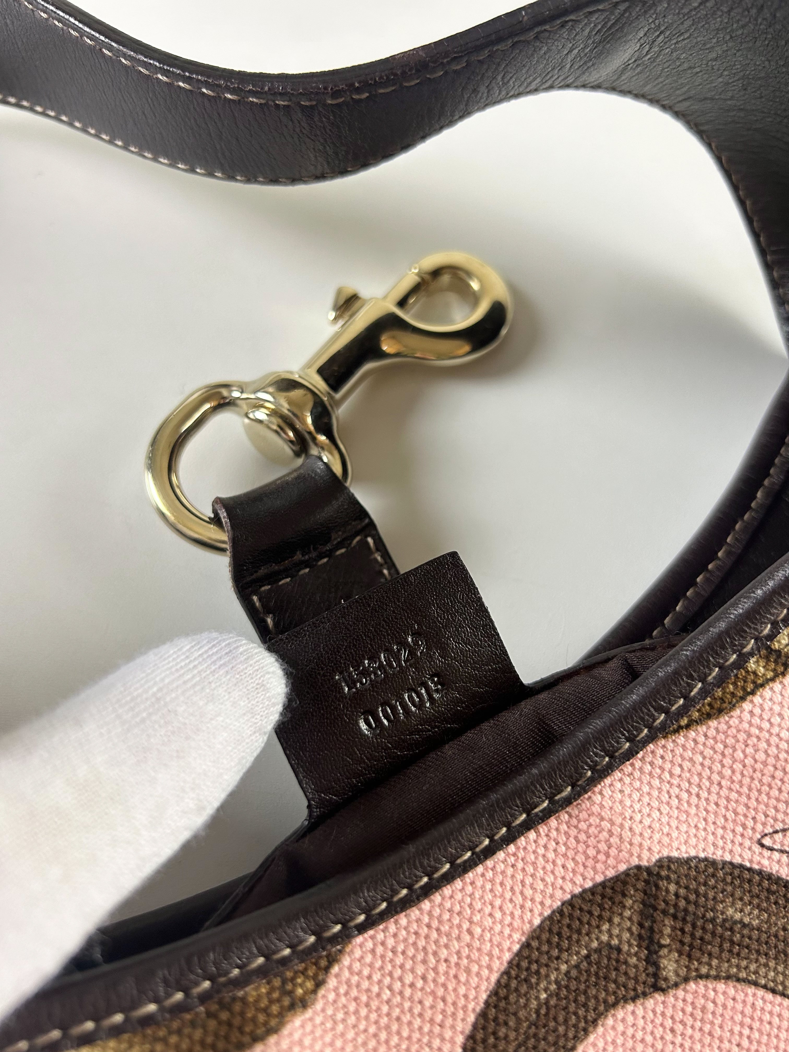 GUCCI JACKIE O HORSEBIT CANVAS AND LEATHER SHOULDER BAG