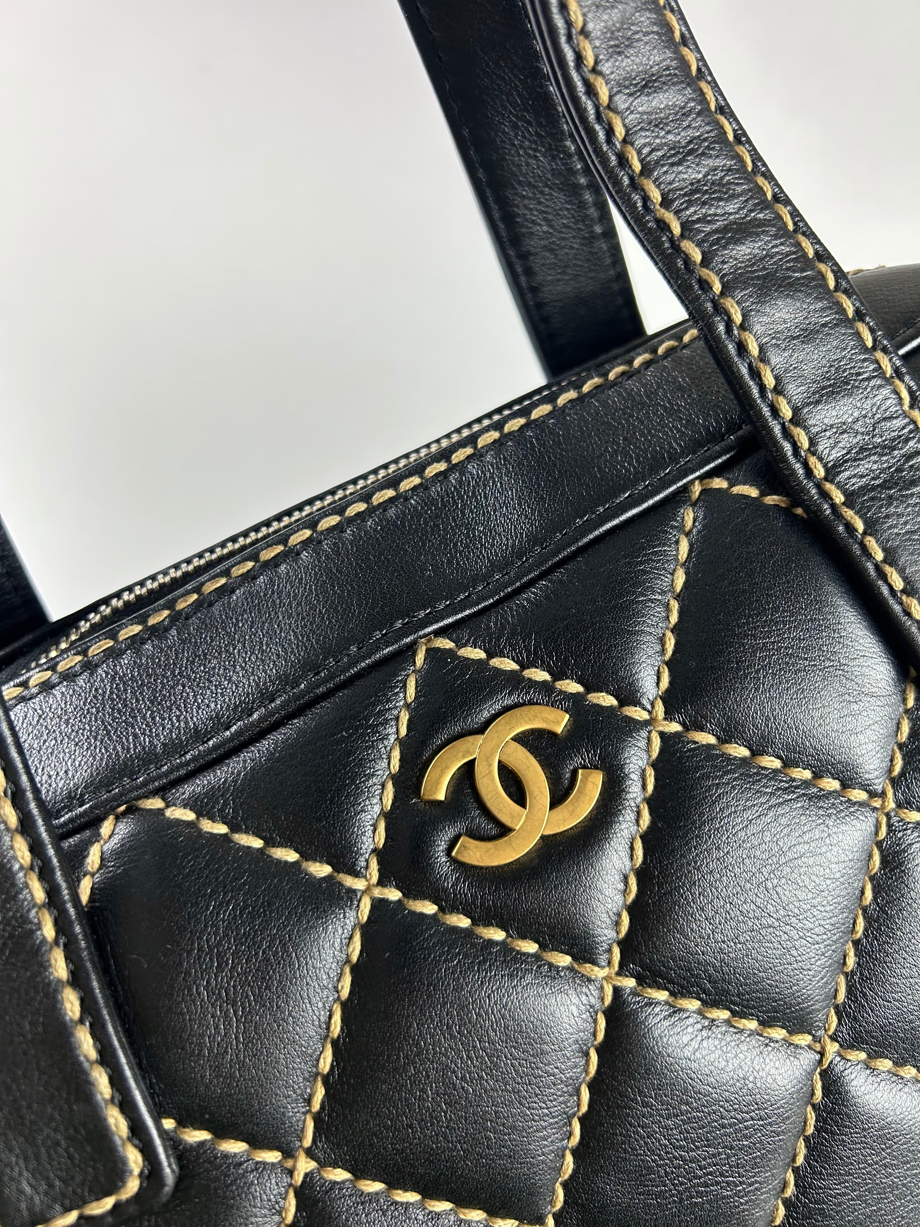 CHANEL 2003 WILD STITCH TOP HANDLE LEATHER BAG