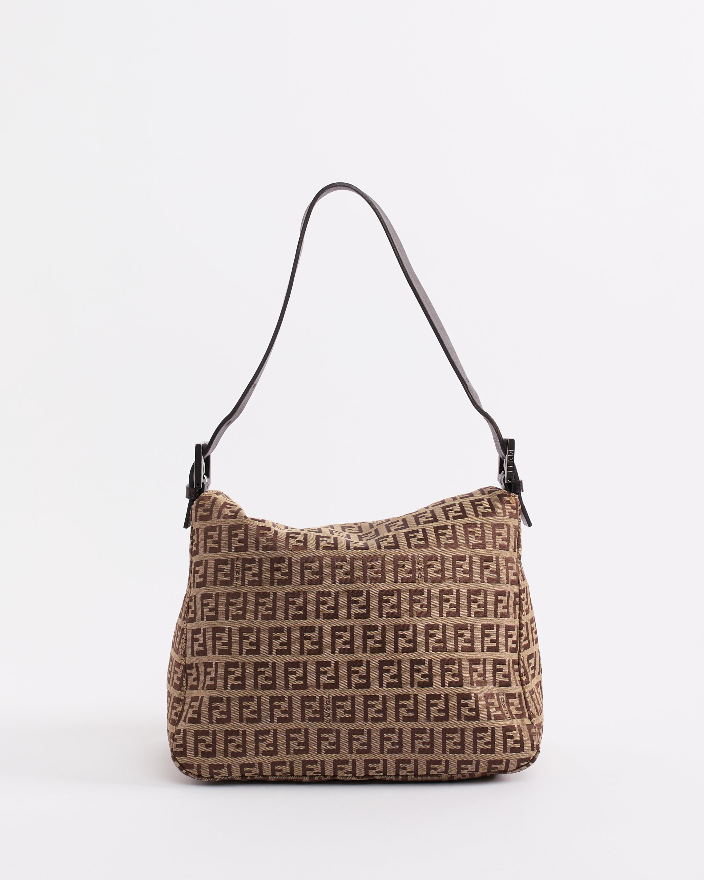 FENDI 2000’S ZUCCHINO CANVAS DUAL FLAP BAGUETTE