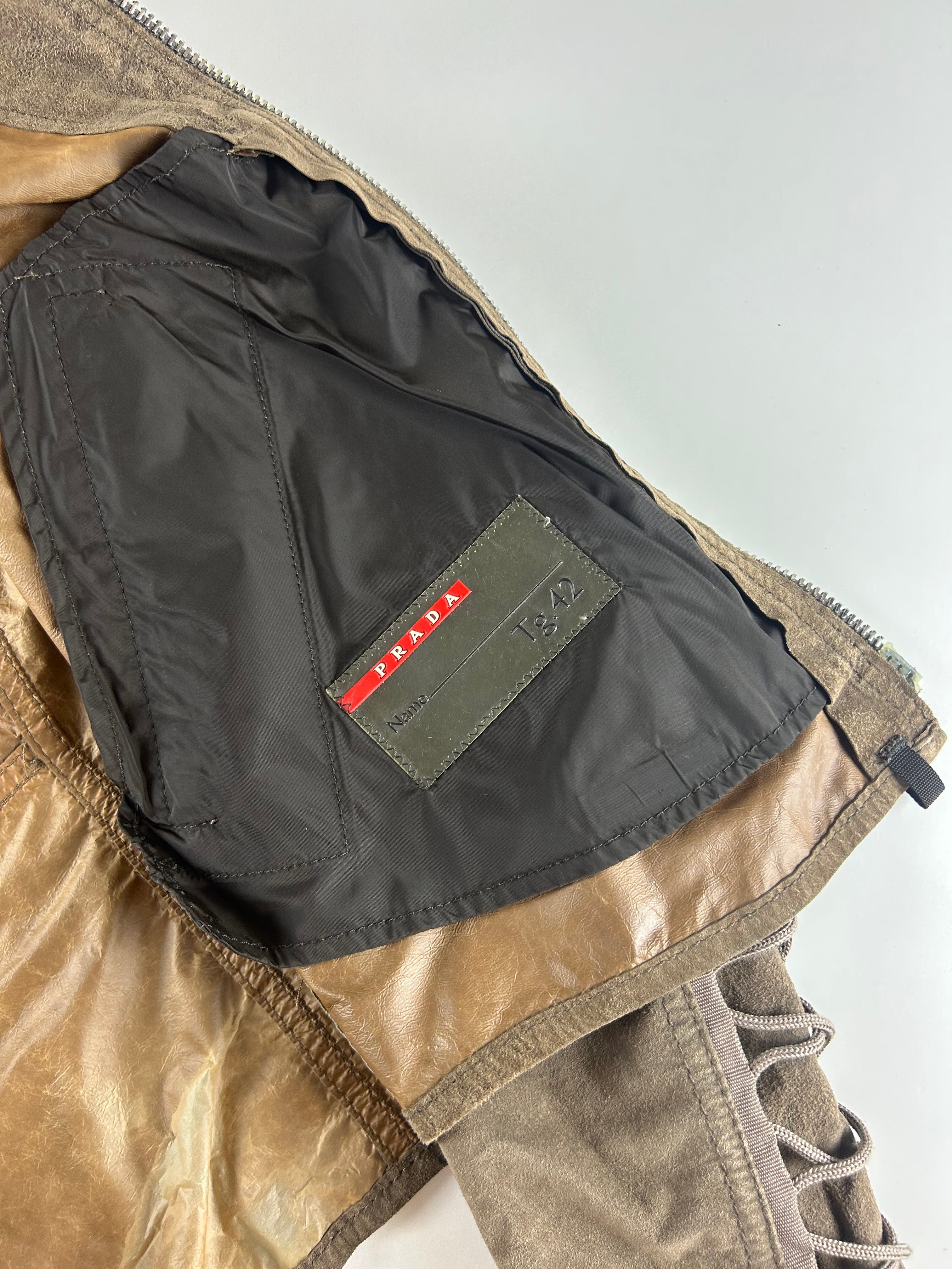 PRADA SPORT 2000'S SUEDE LACE UP BIKER JACKET [S]