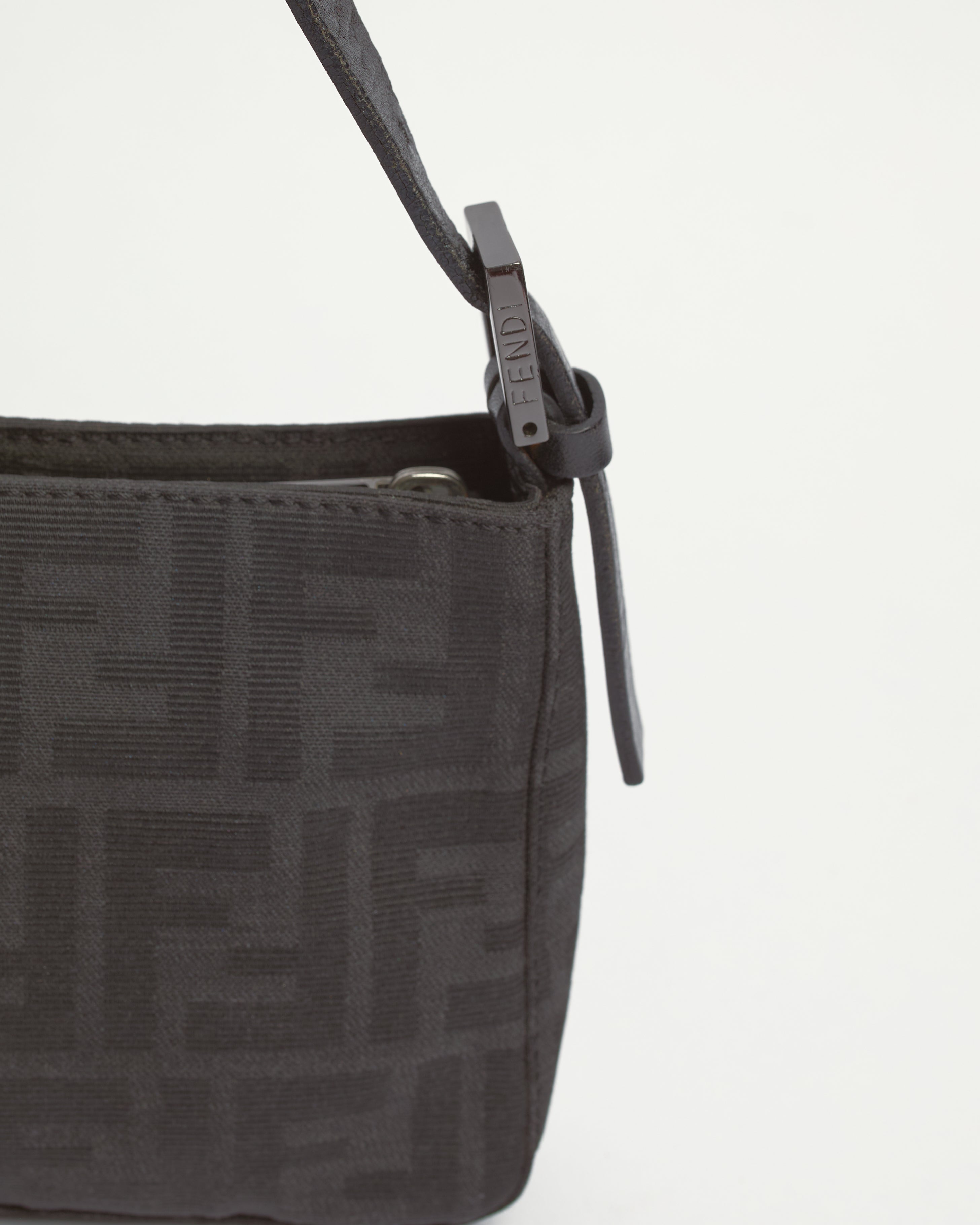 FENDI ZUCCA 1990'S BLACK BAGUETTE SHOULDER BAG