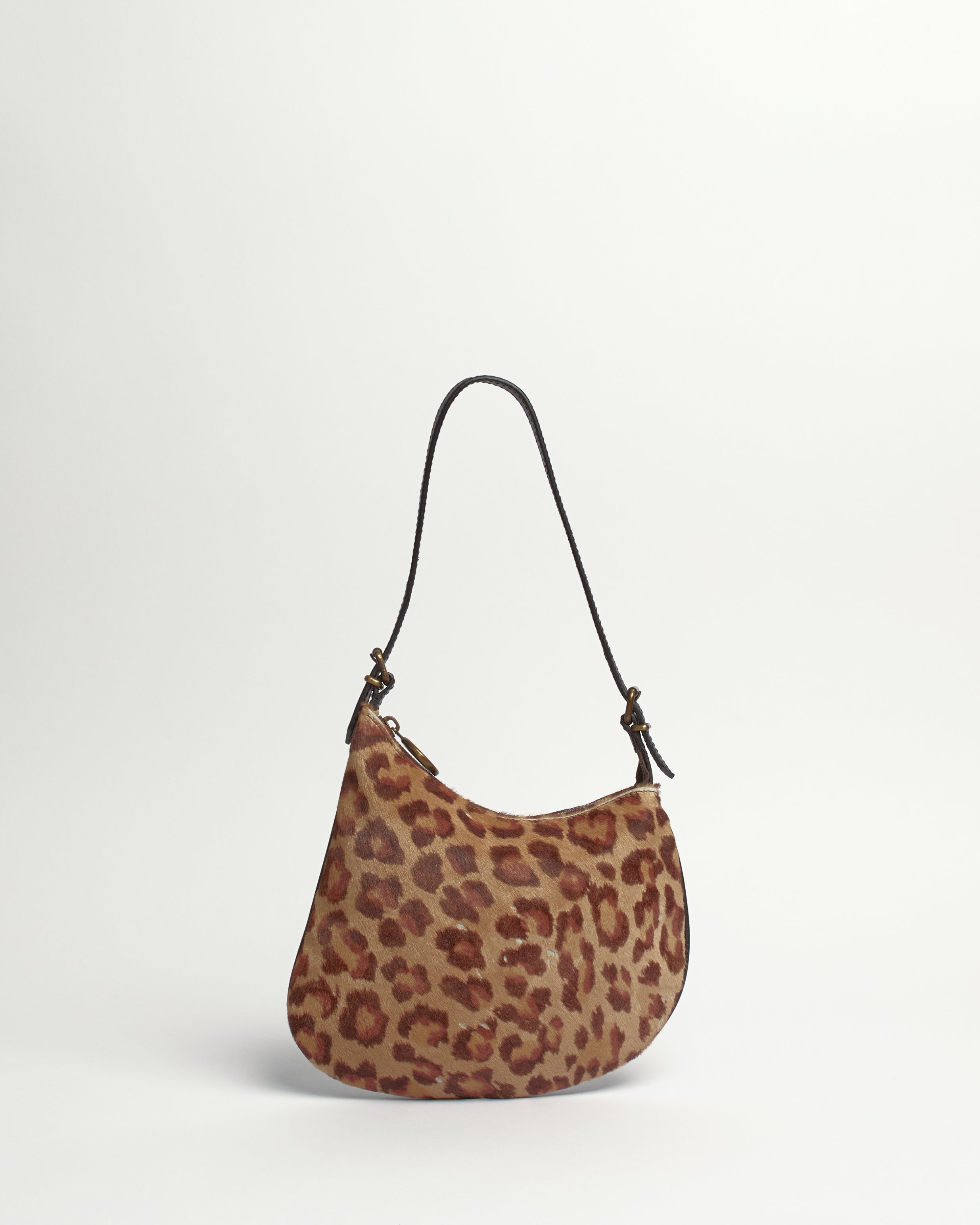 FENDI ZUCCA OYSTER LEOPARD PONY HAIR SLING BAG