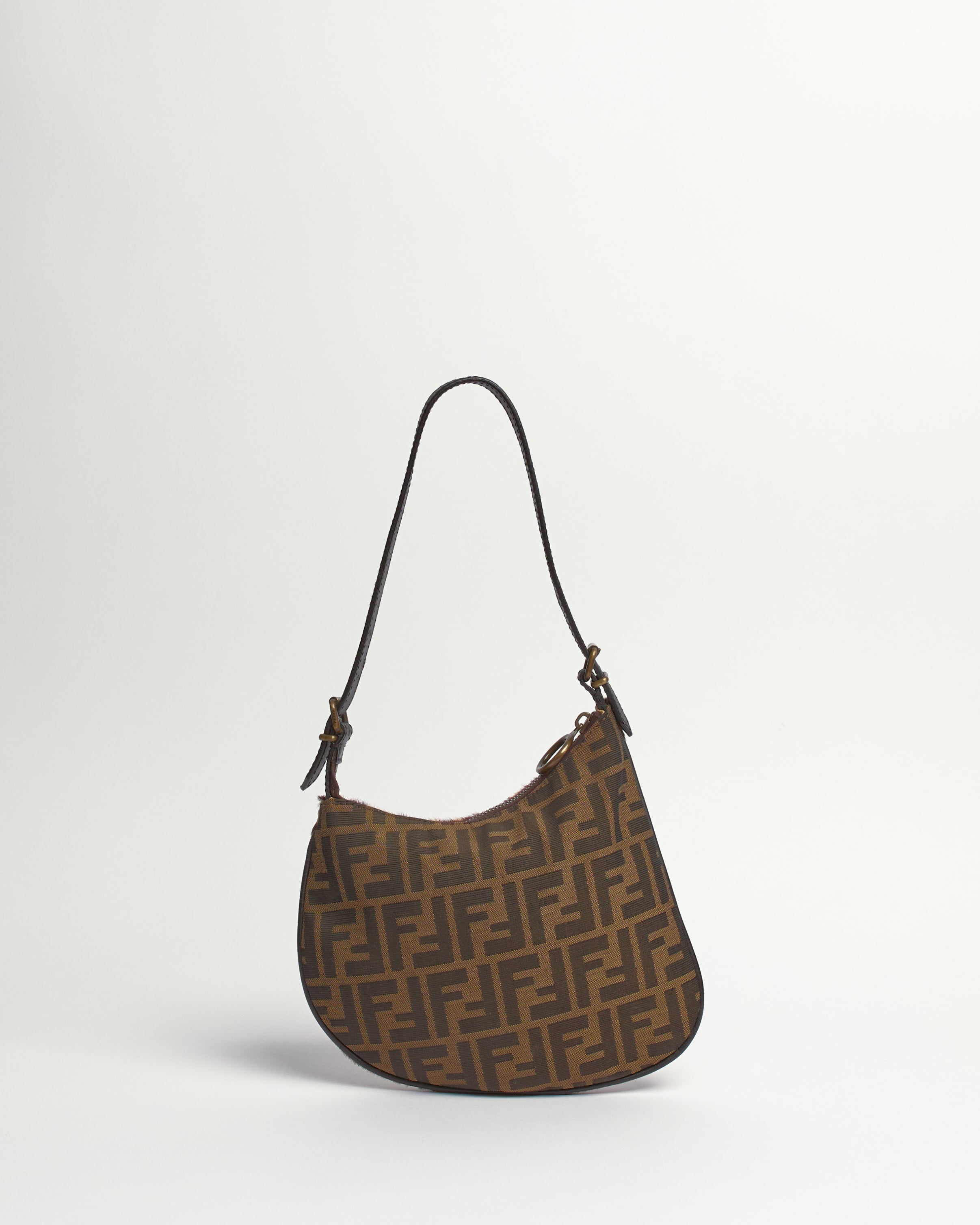 FENDI ZUCCA OYSTER LEOPARD PONY HAIR SLING BAG