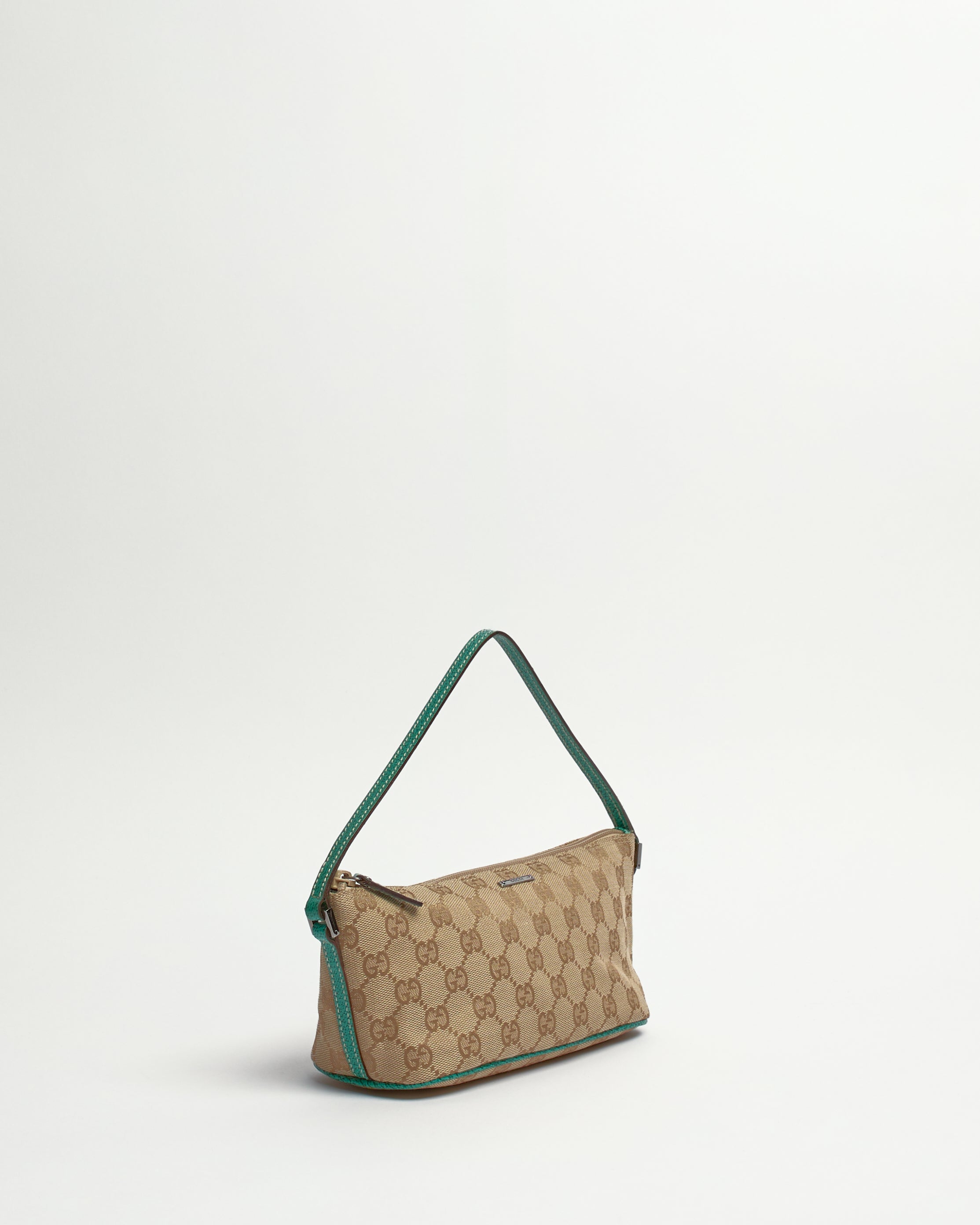 GUCCI 2000'S MONOGRAM TURQUOISE POCHETTE BAG