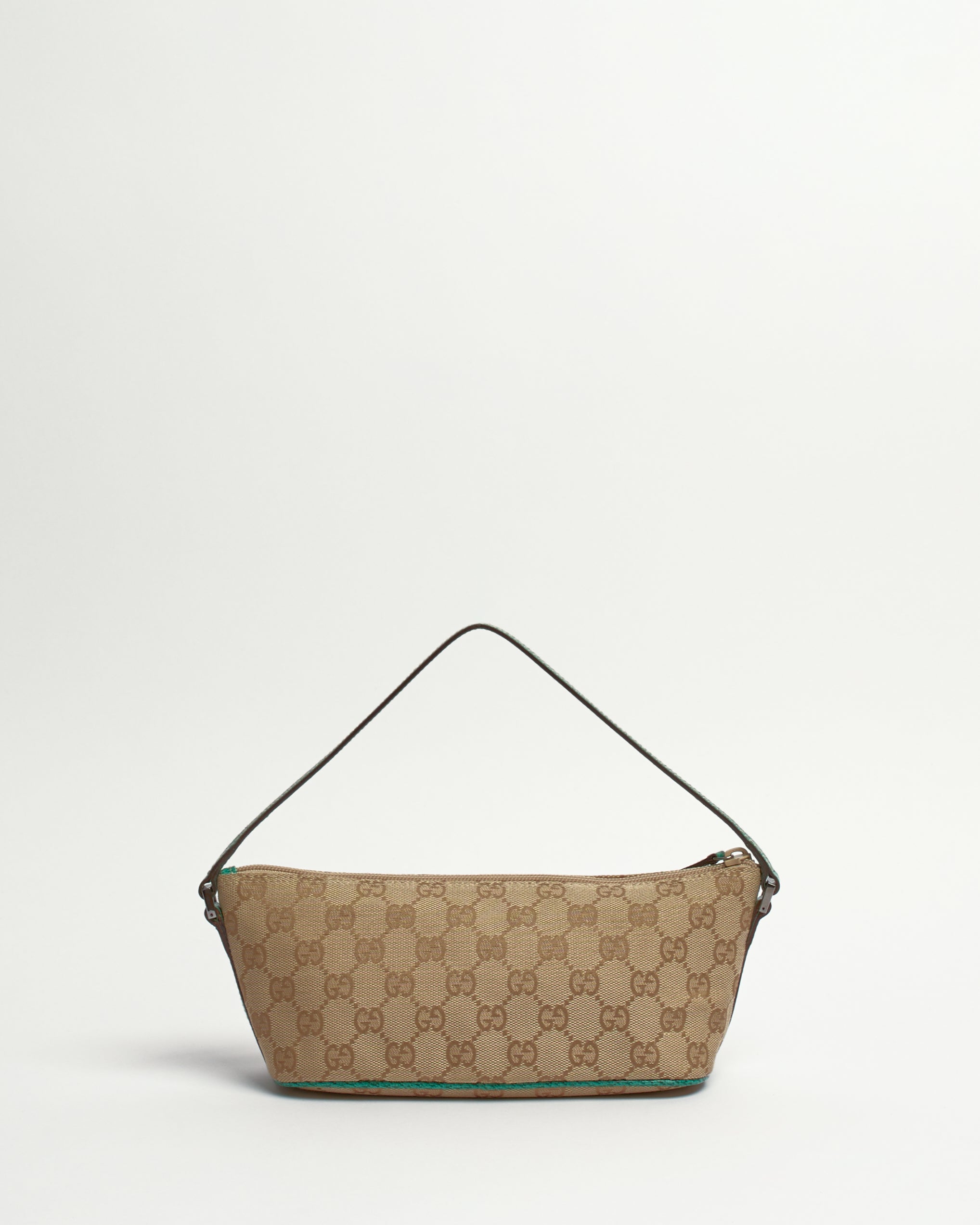 GUCCI 2000'S MONOGRAM TURQUOISE POCHETTE BAG