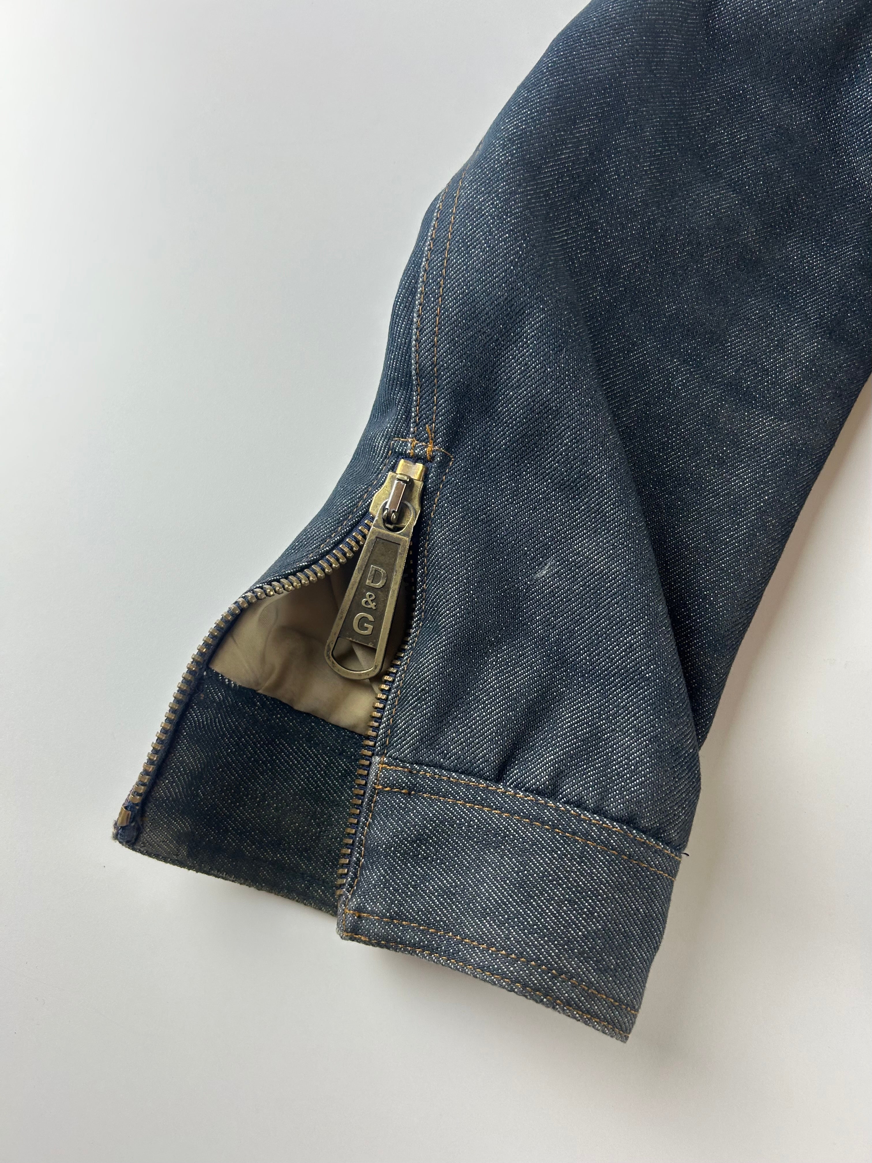 DOLCE AND GABBANA ARCHIVE PONY HAIR PANELLED DENIM JACKET [M]
