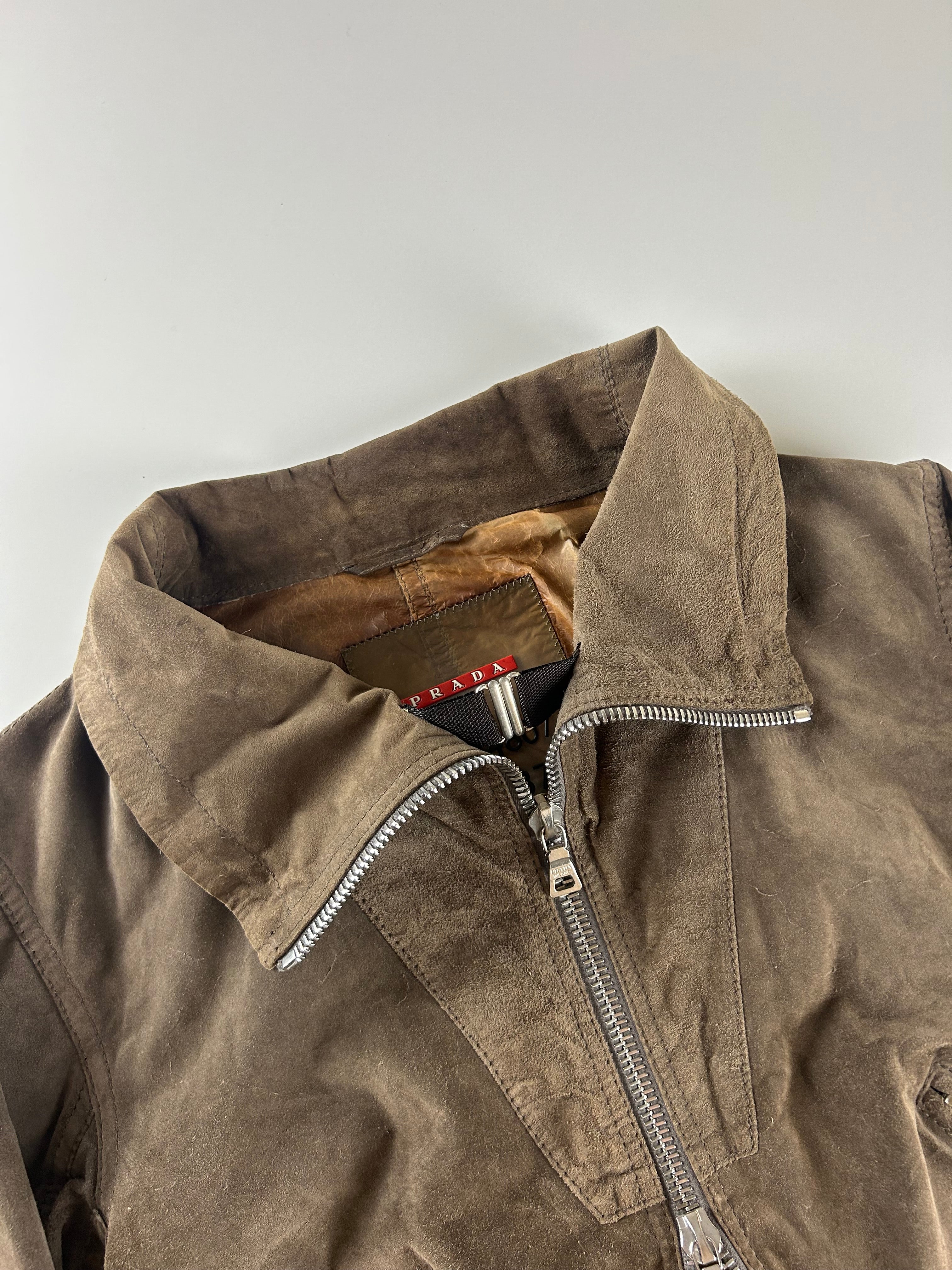 PRADA SPORT 2000'S SUEDE LACE UP BIKER JACKET [S]