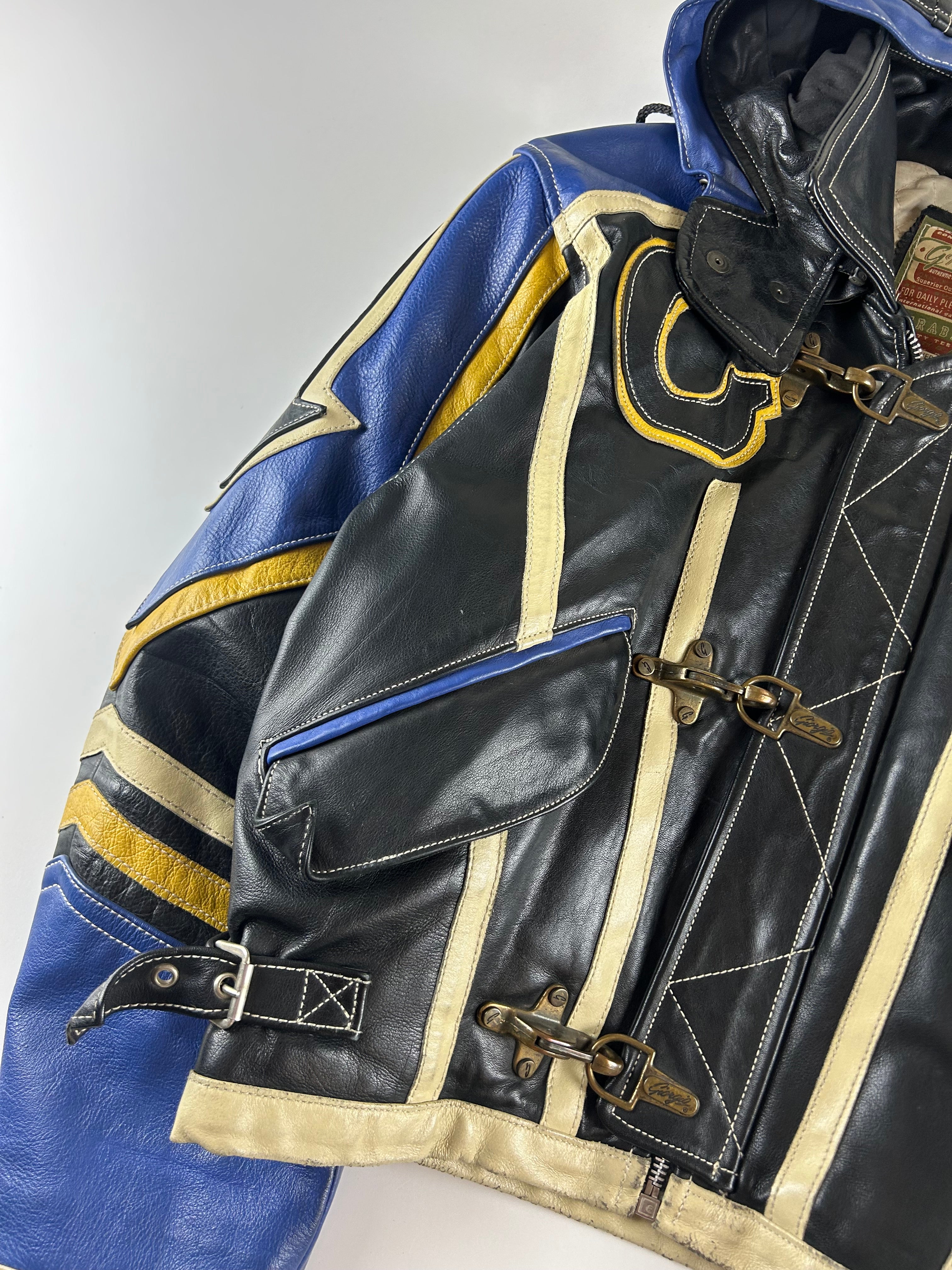 GIORGIO’S 1990'S CONVERTIBLE CLASP DETAIL LEATHER BIKER JACKET [M]