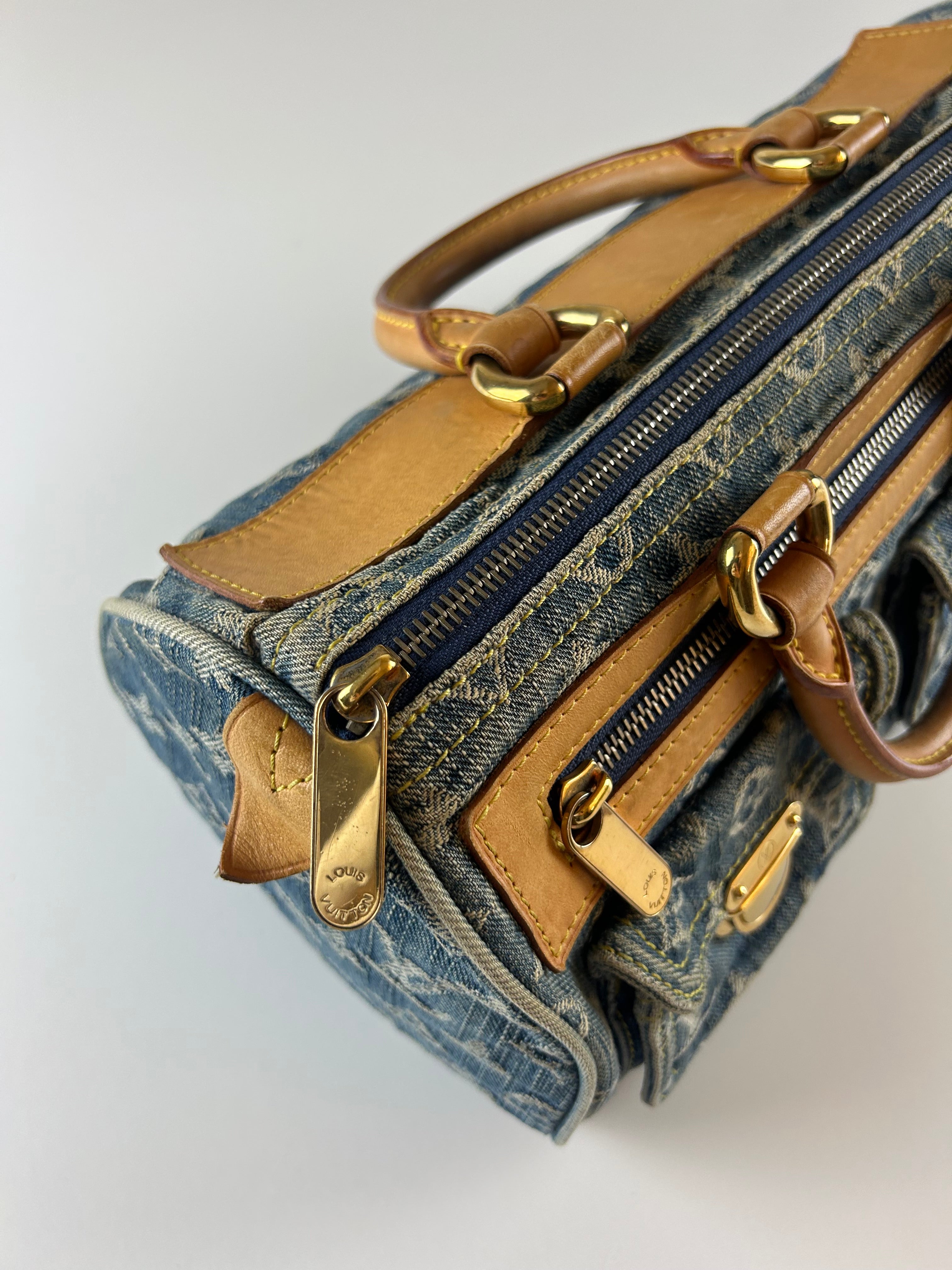 LOUIS VUITTON 2006 DENIM NEO SPEEDY 30  MONOGRAM SHOULDER BAG
